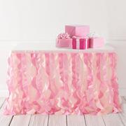 Pink Fabric Ruffle Table Skirt, 30in x 72in - Oh Baby! Girl