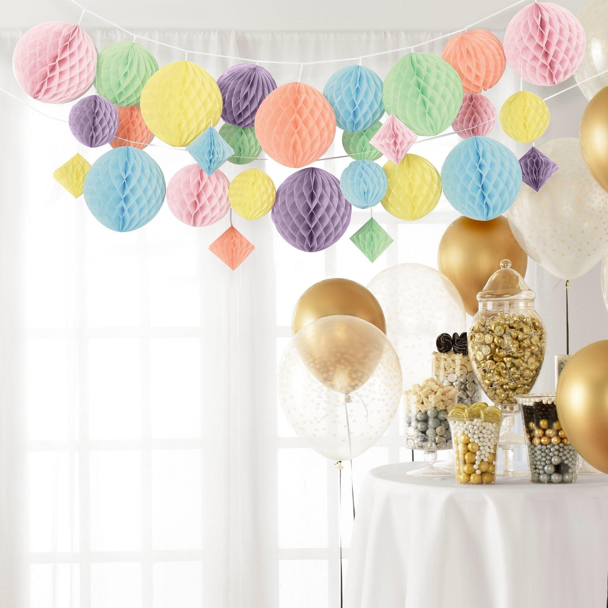 Rainbow Pastel Ombre Paper Honeycomb Decorations Christmas Party