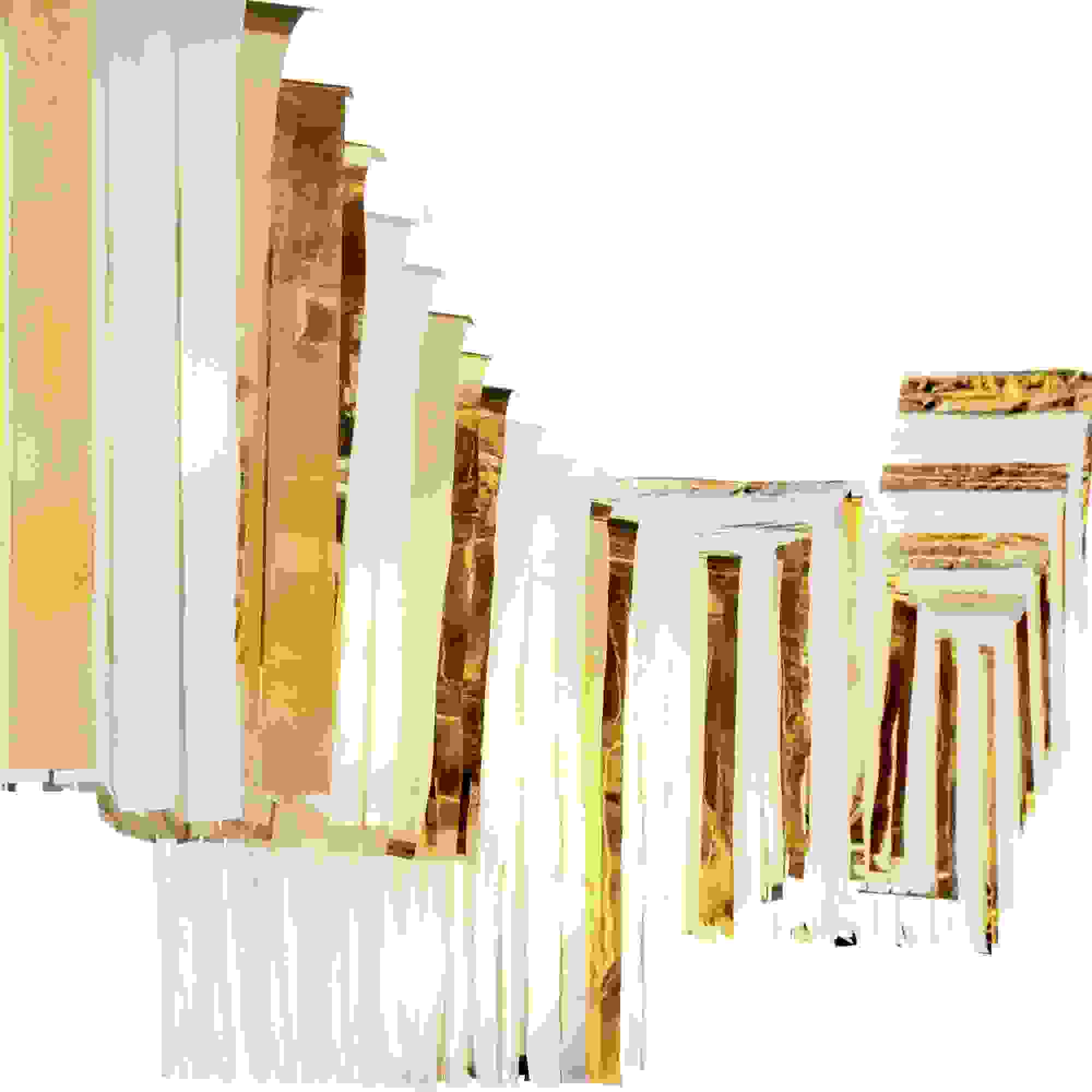 Gold & White Accordion Fringe Foil Tissue Ceiling Decoration, 12ft