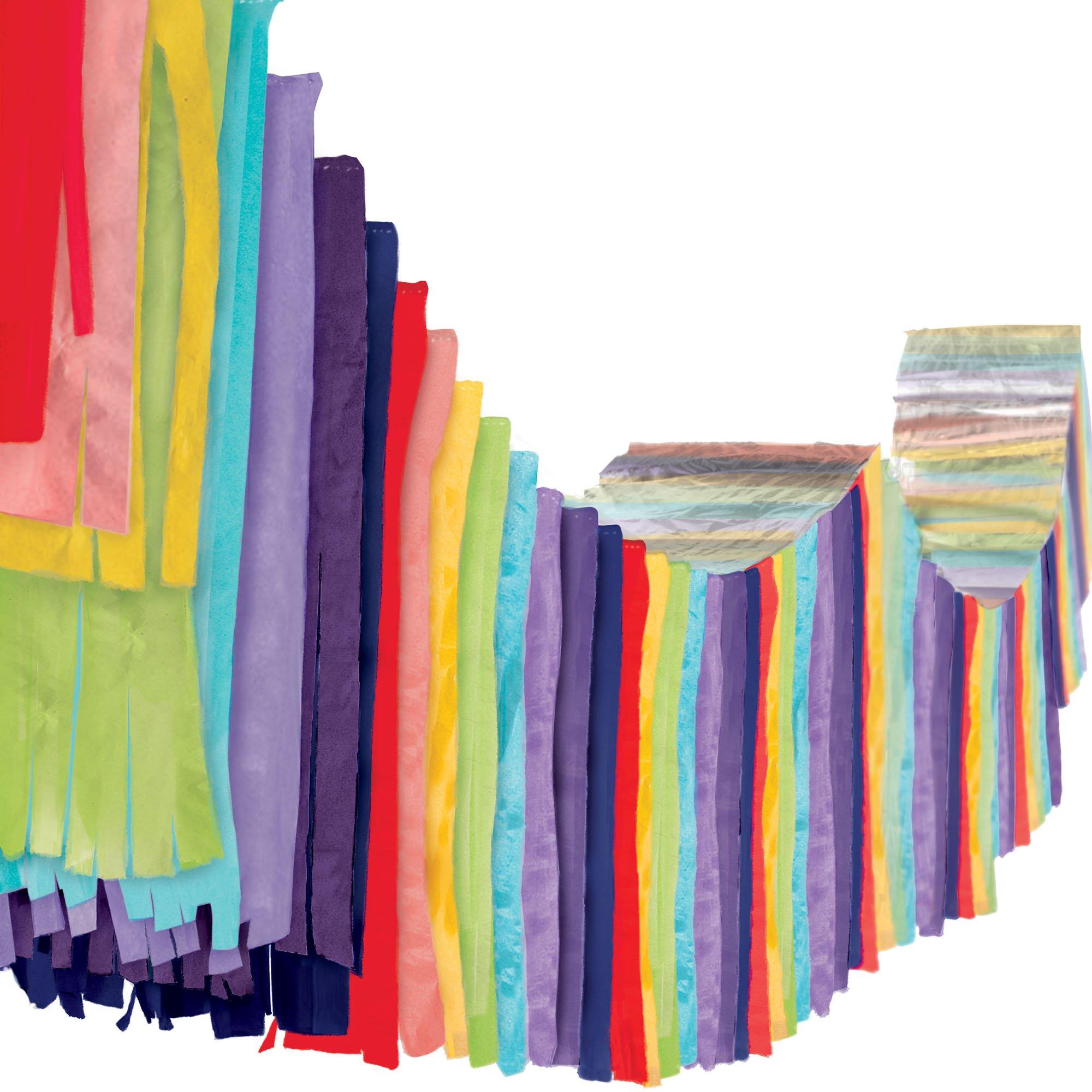 Multicolor Accordion Fringe Foil & Tissue Ceiling Decoration, 12ft