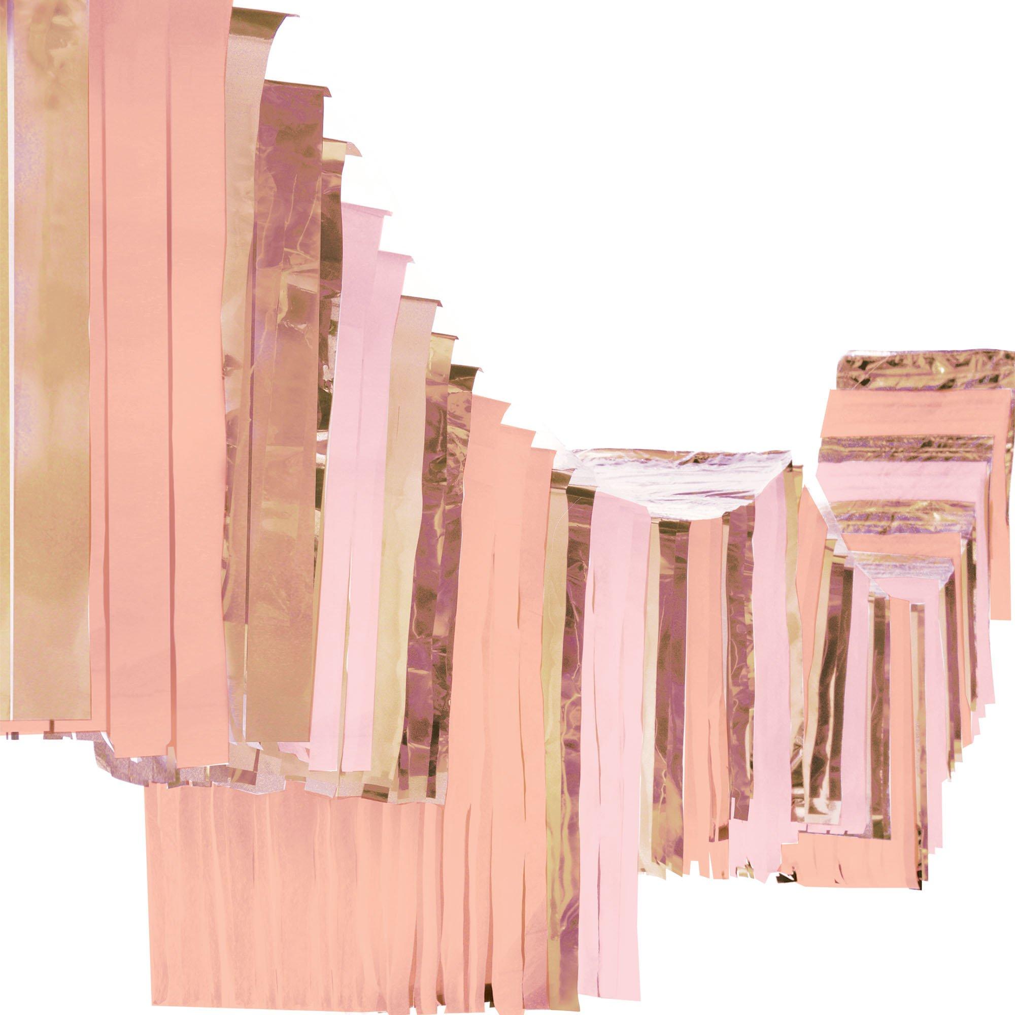Rose Gold Accordion Fringe Foil & Tissue Ceiling Decoration, 12ft
