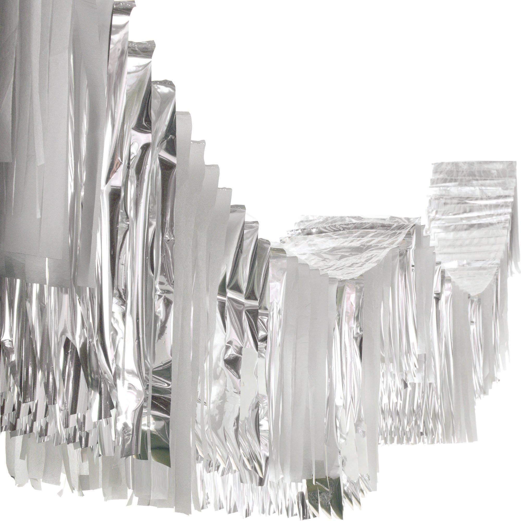 Silver Accordion Fringe Foil & Tissue Ceiling Decoration, 12ft