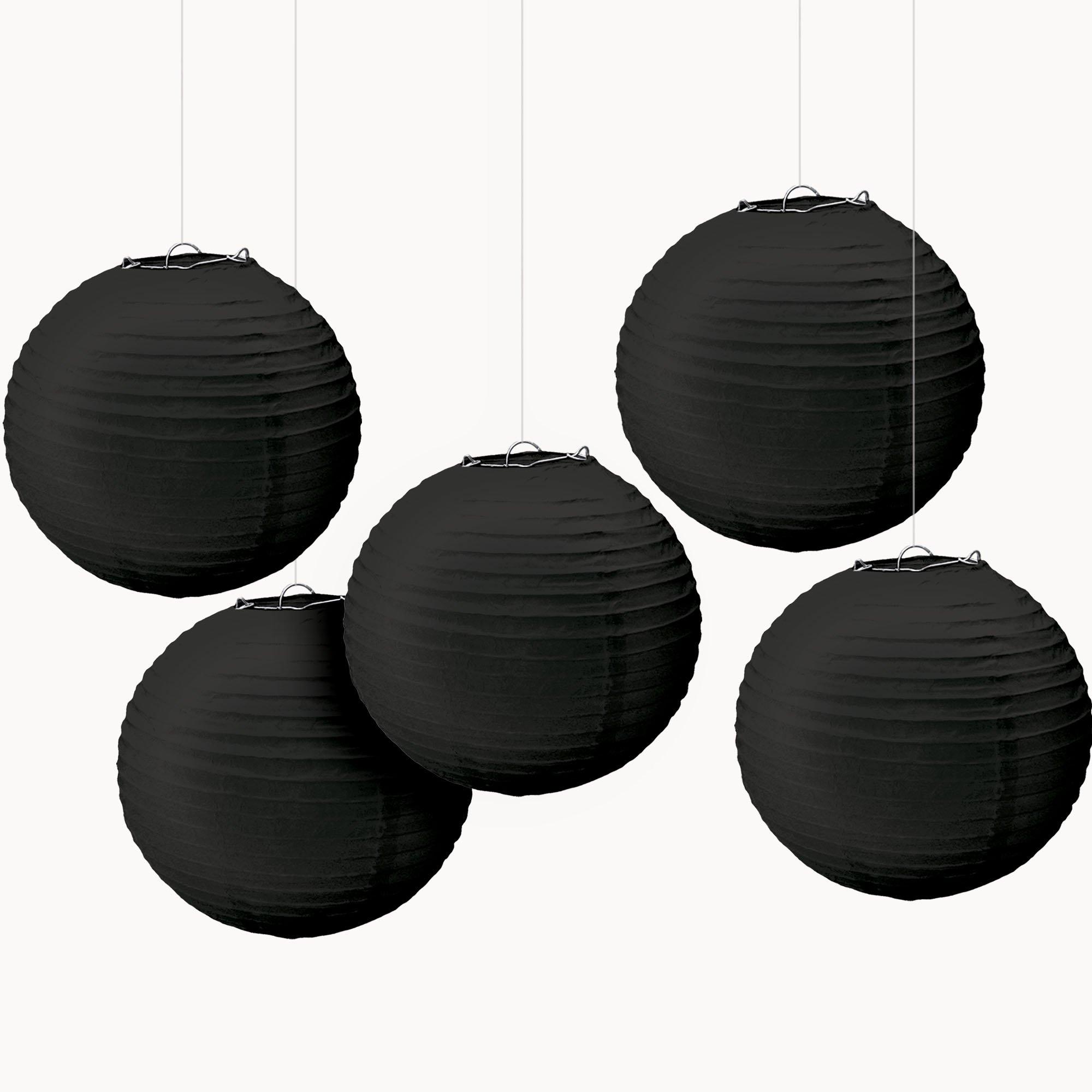 Black Paper Lanterns, 5in, 5ct