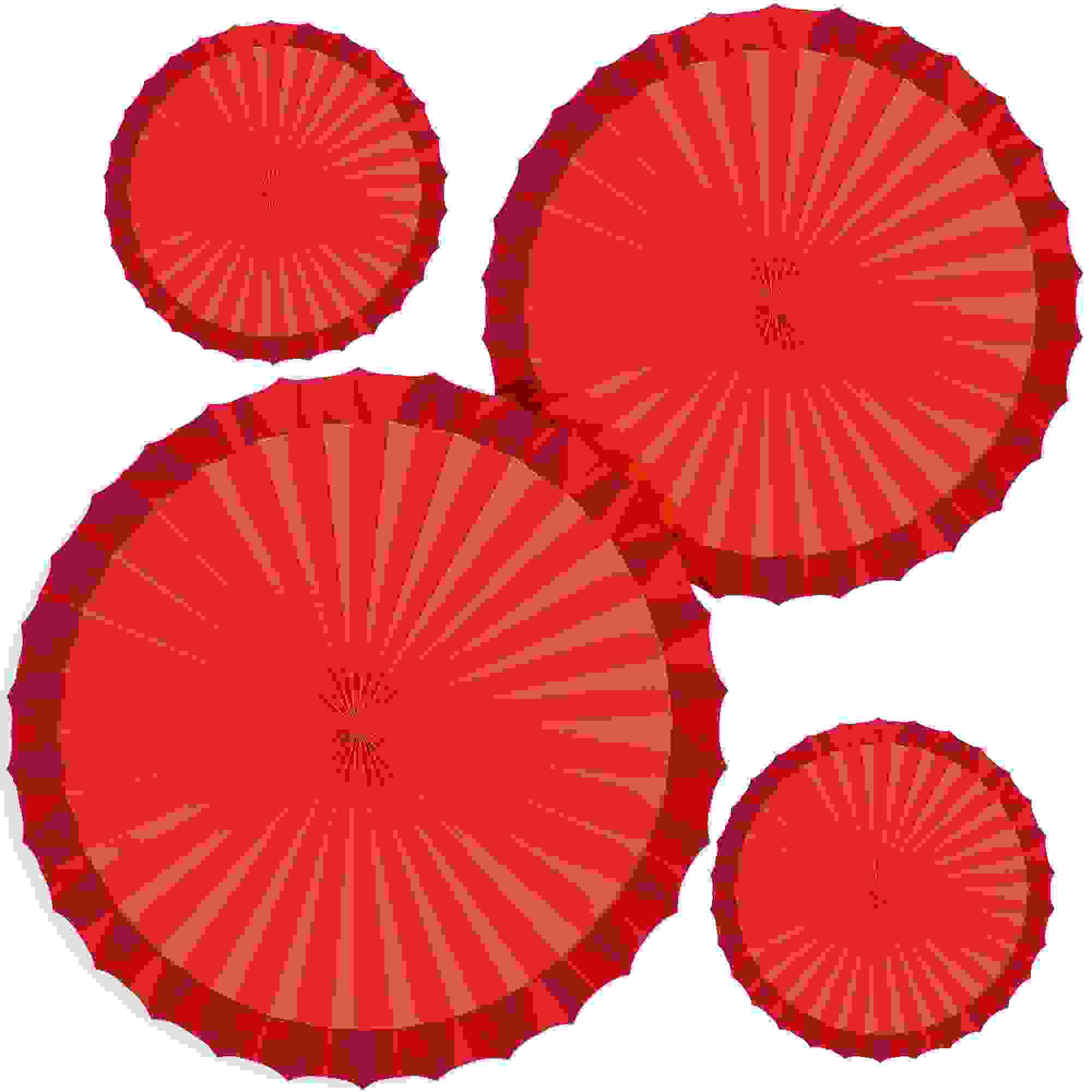 Metallic Border Paper Fan 4-Piece Red Decoration Set | Party City