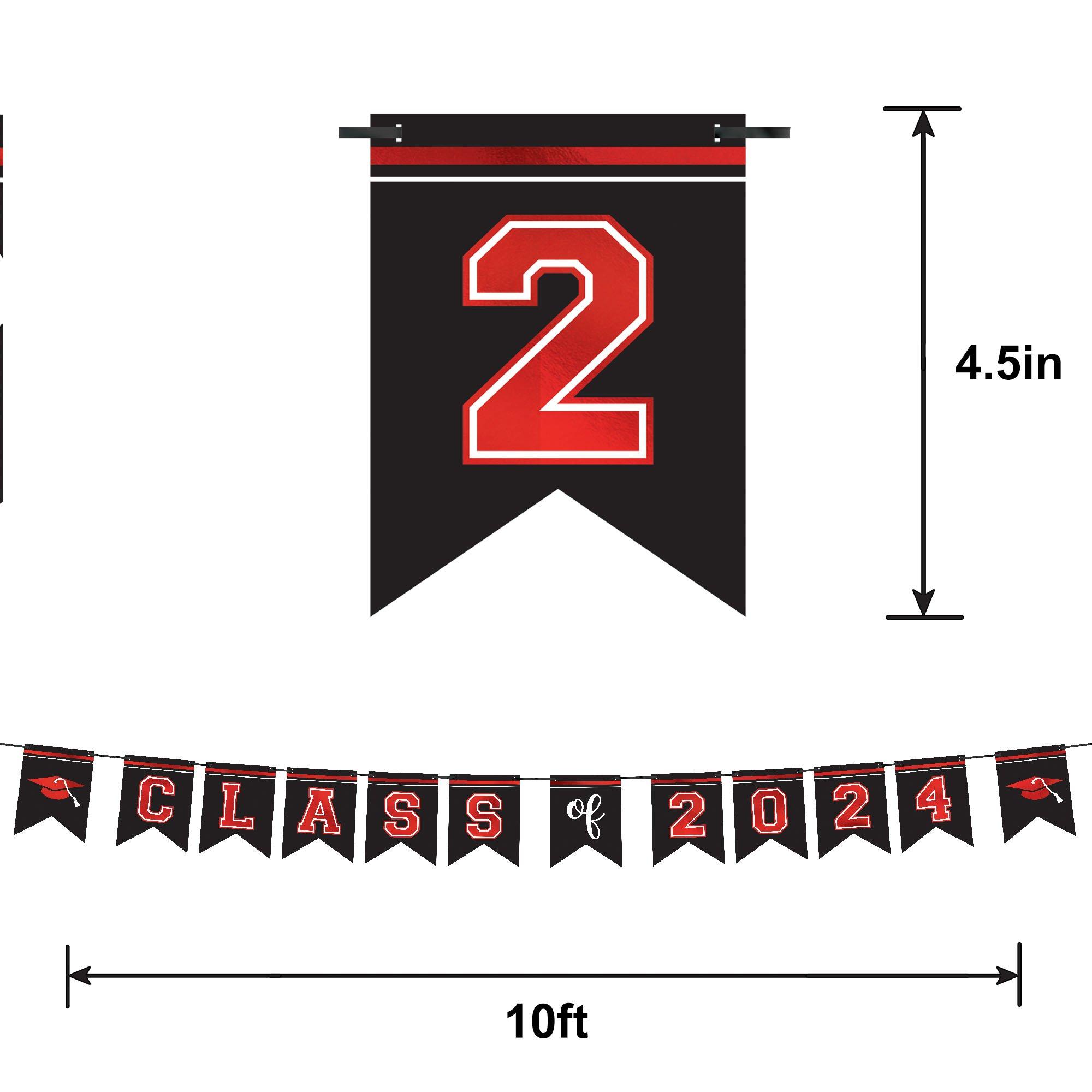 Red Class of 2024 Cardstock Pennant Banner, 12ft