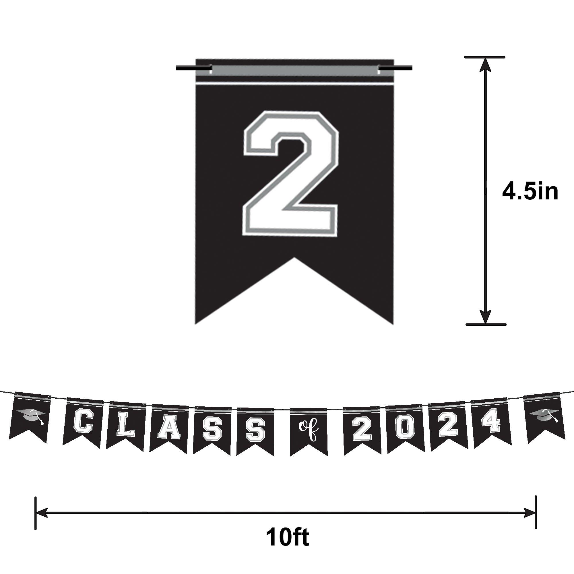 White Class of 2024 Graduation Cardstock Pennant Banner, 12ft
