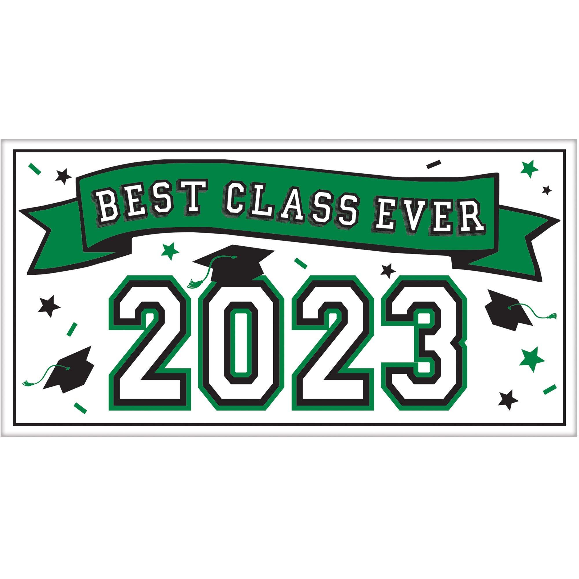 Best Class Ever 2023 Graduation Plastic Horizontal Banner, 5.4ft x 2.8ft