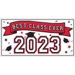 Best Class Ever 2023 Graduation Plastic Horizontal Banner, 5.4ft x 2.8ft
