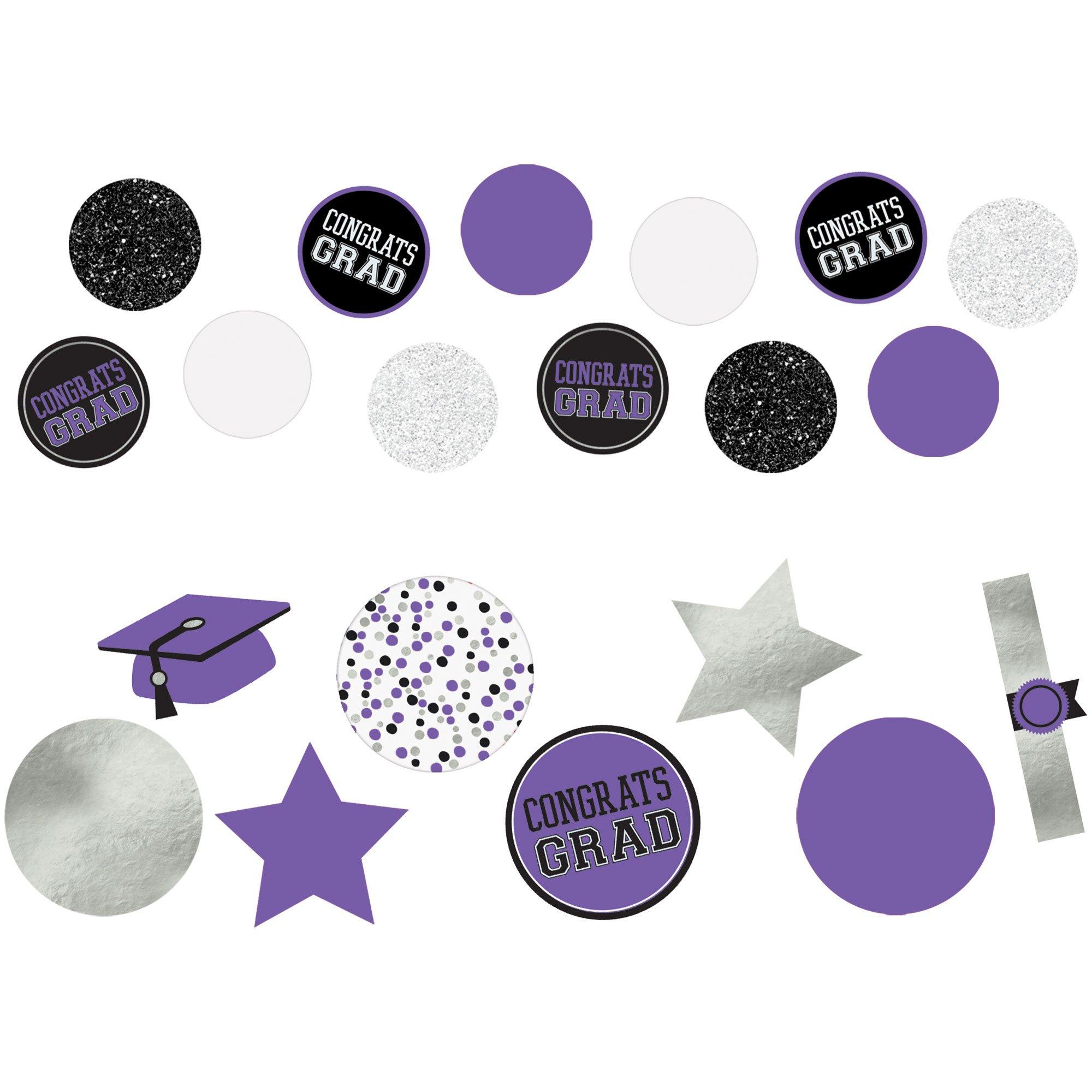 Giant Purple Graduation Cardstock & Foil Confetti, 48pc Party City