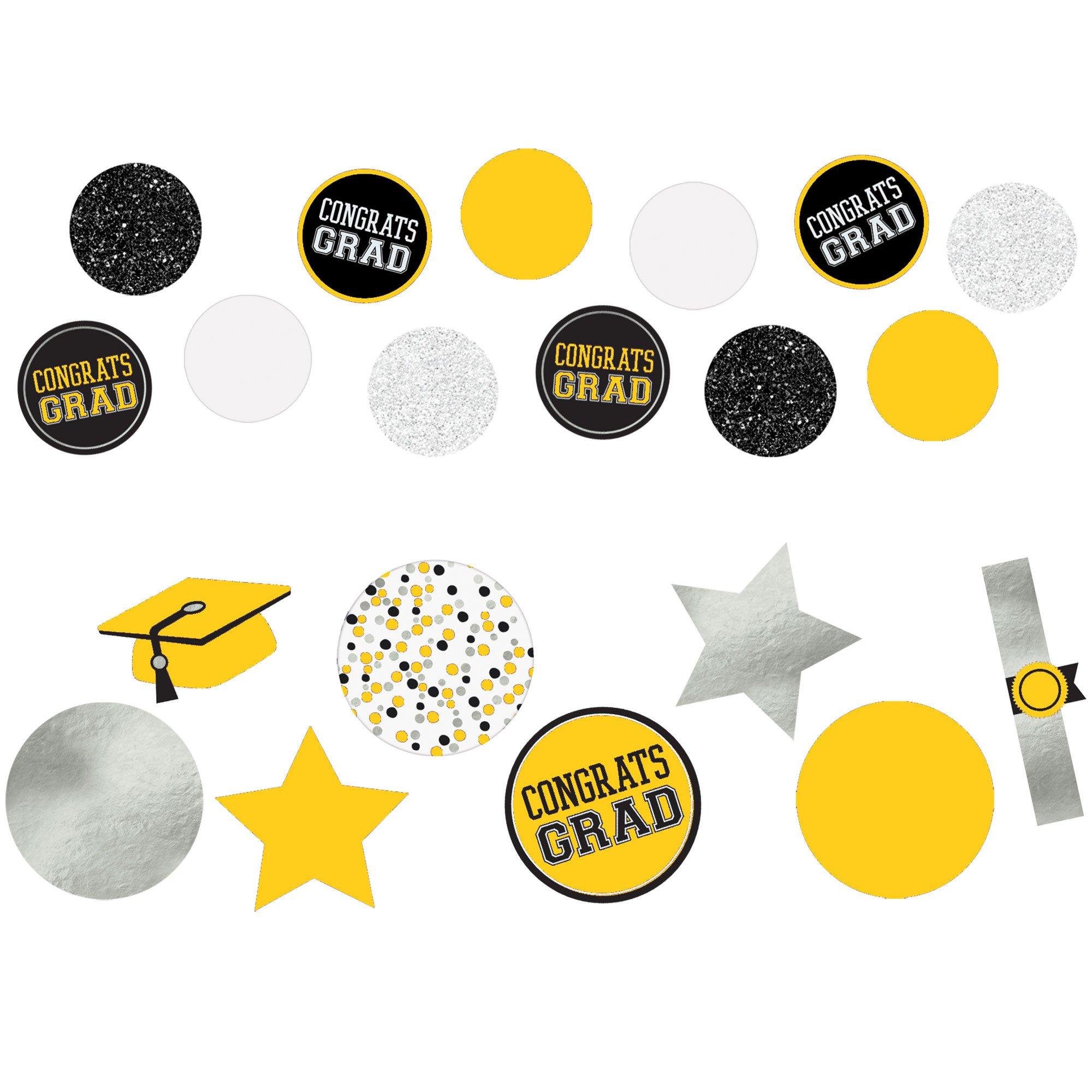 Giant Yellow Graduation Cardstock & Foil Confetti, 48pc Party City