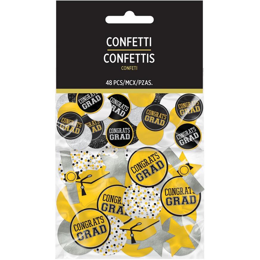 Giant Yellow Graduation Cardstock & Foil Confetti, 48pc