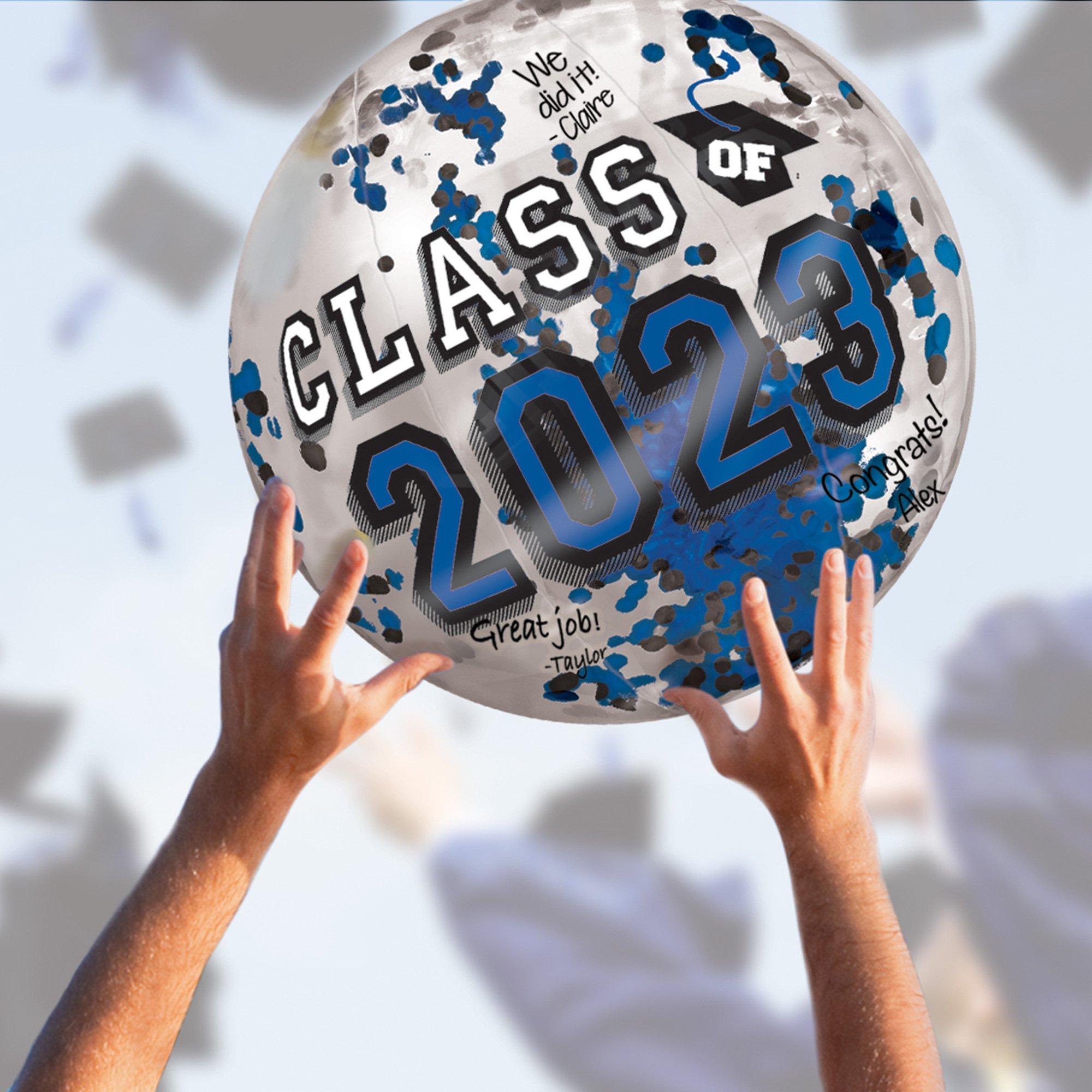 Blue Class of 2023 Graduation Confetti Beach Ball, 24in