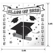 White Class of 2023 Graduation Plastic Scene Setter, 5.4ft  x 5.4ft