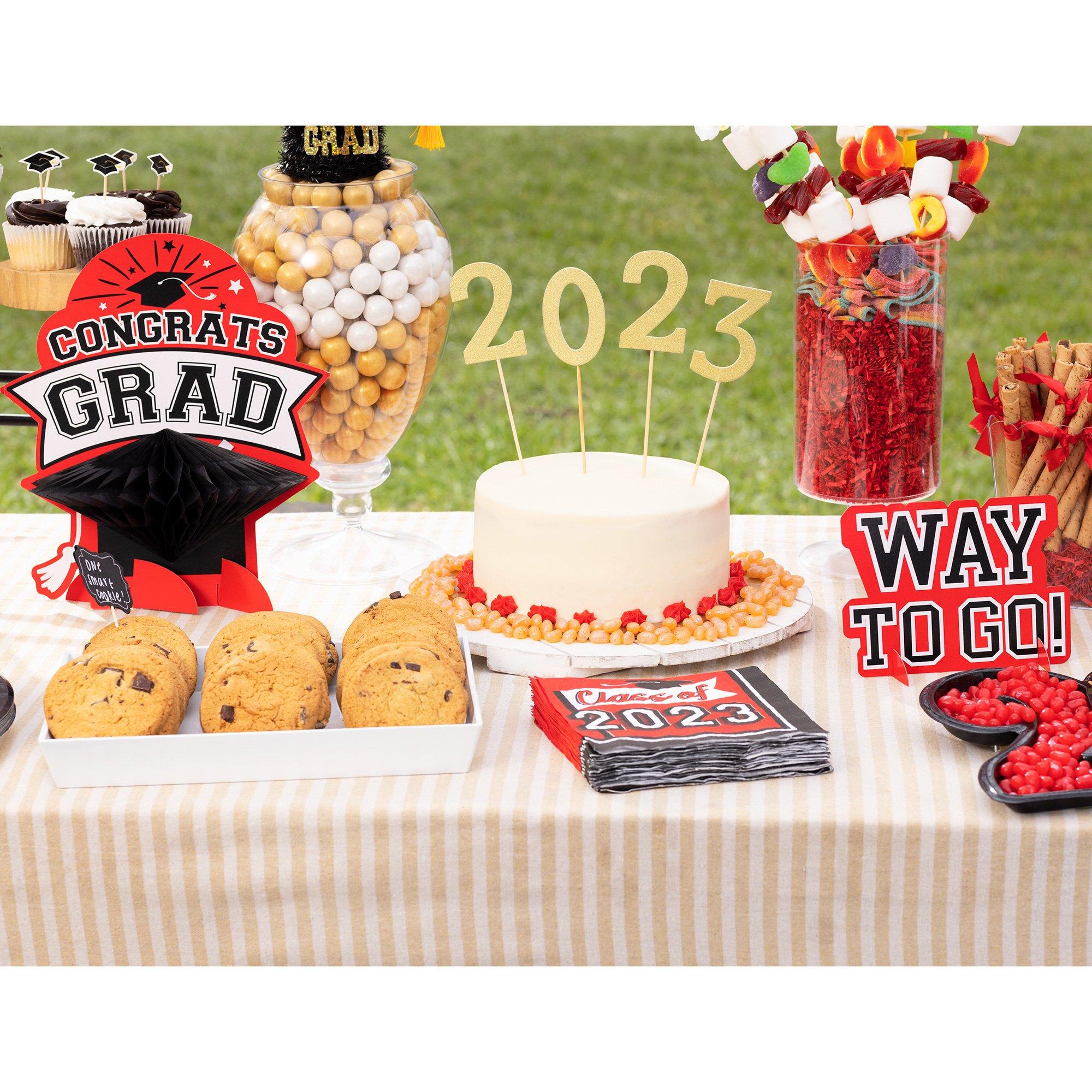 Red Congrats Grad Cardstock & Tissue Paper Table Decorating Kit, 7pc