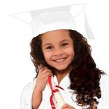 Kids' White Autograph Fabric Graduation Cap