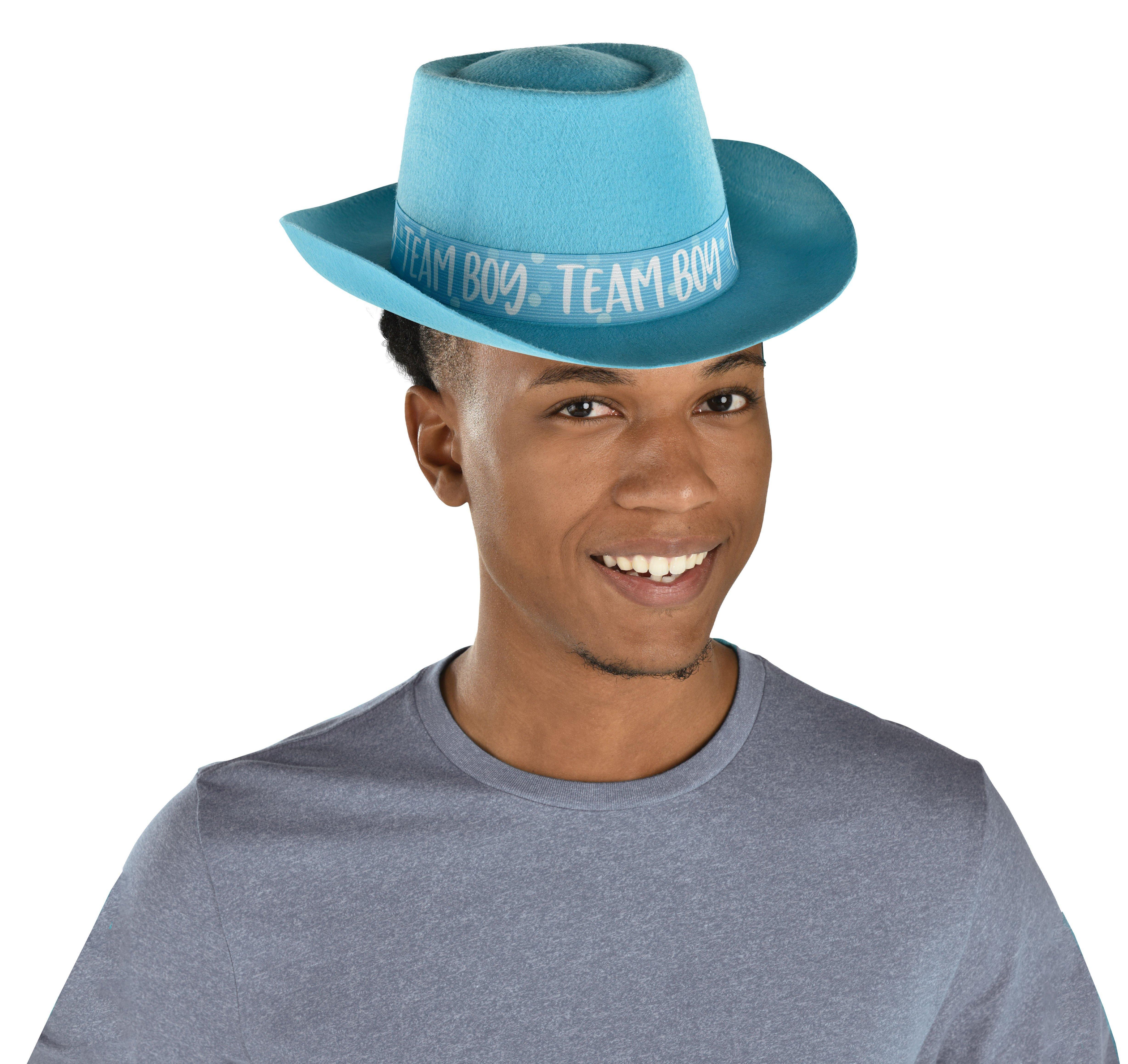 Blue Team Boy Gender Reveal Felt Cowboy Hat - The Big Reveal