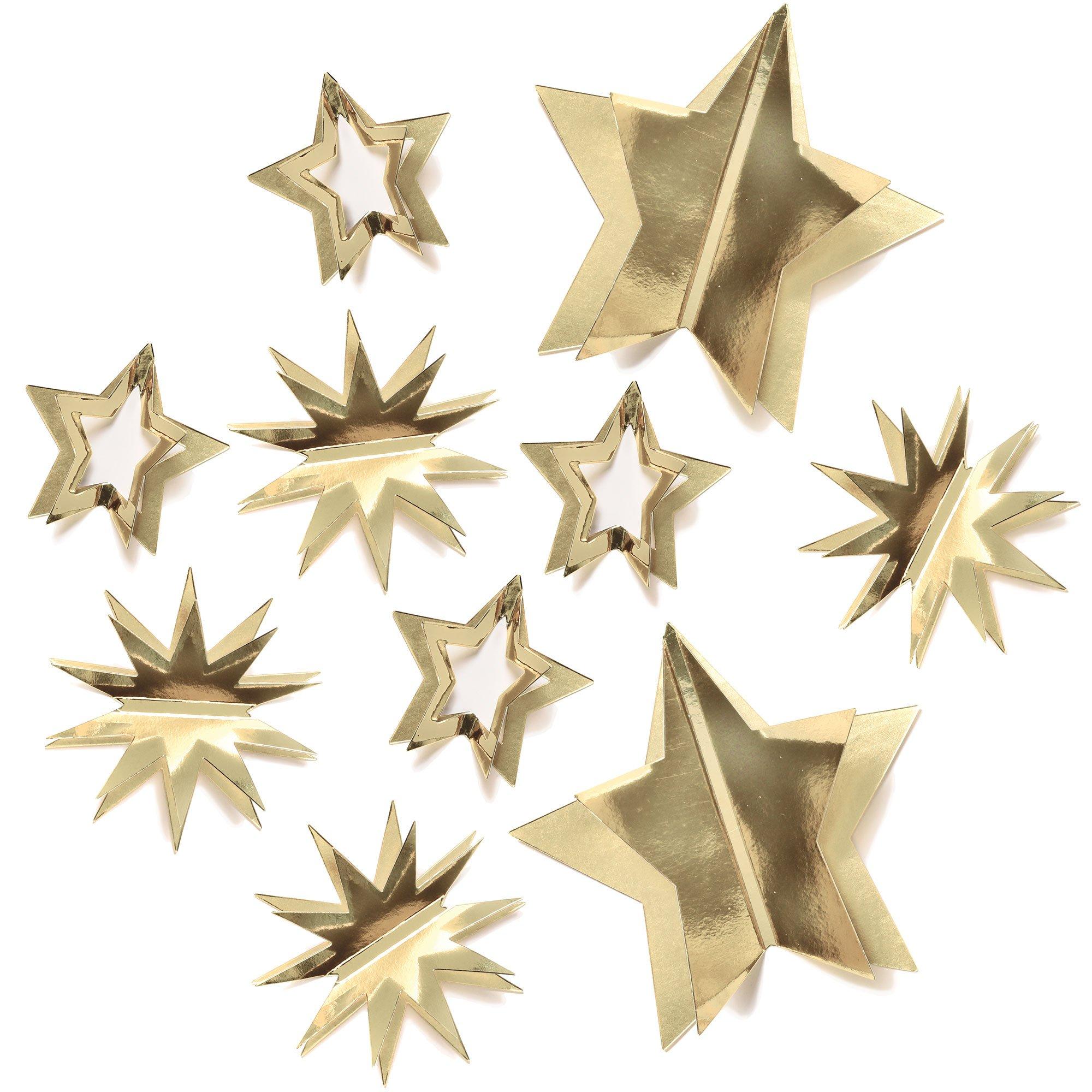 Small Gold Star Decorations (Pack of 12), Gold Party Supplies