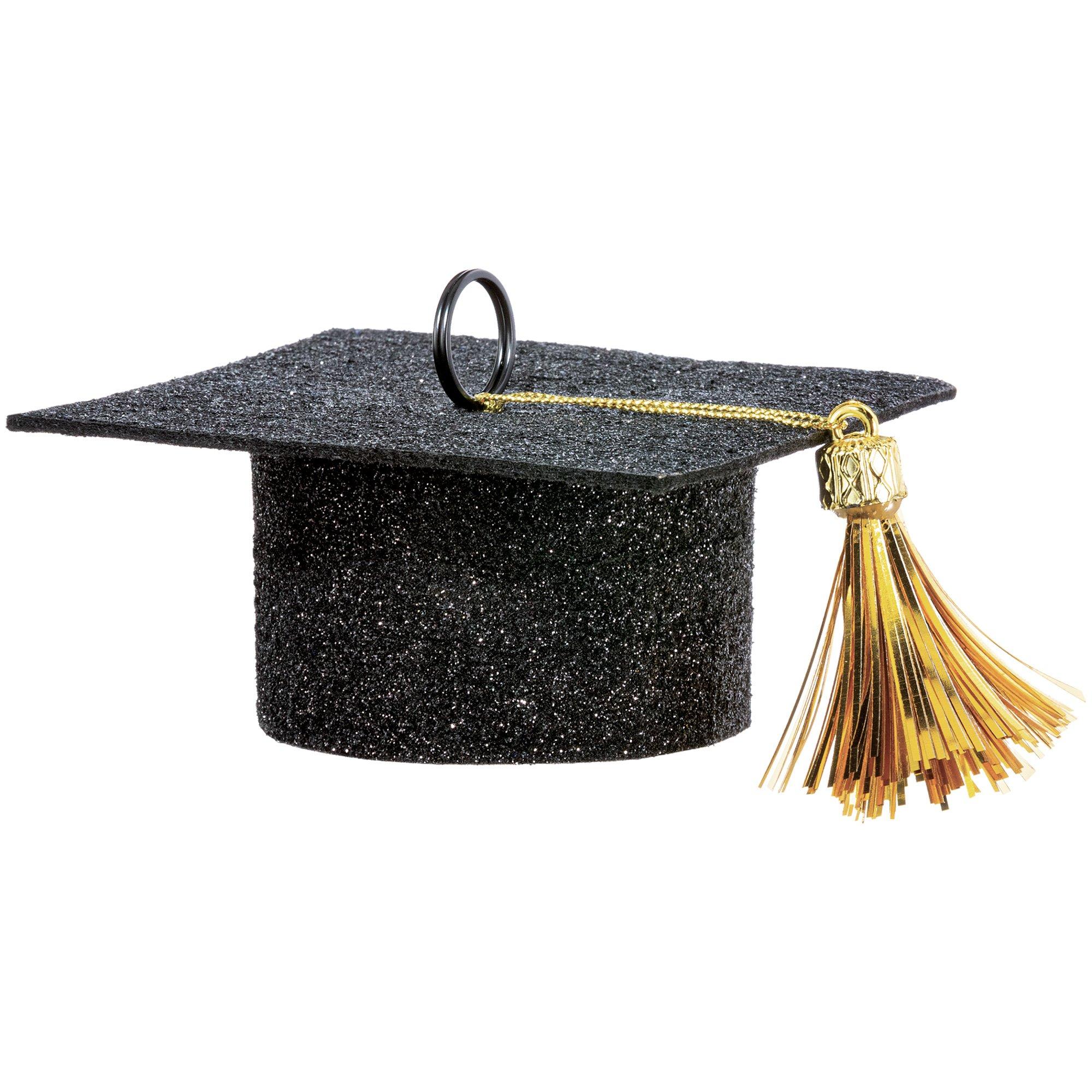 Black Glitter Graduation Cap Balloon Weight, 5.9oz