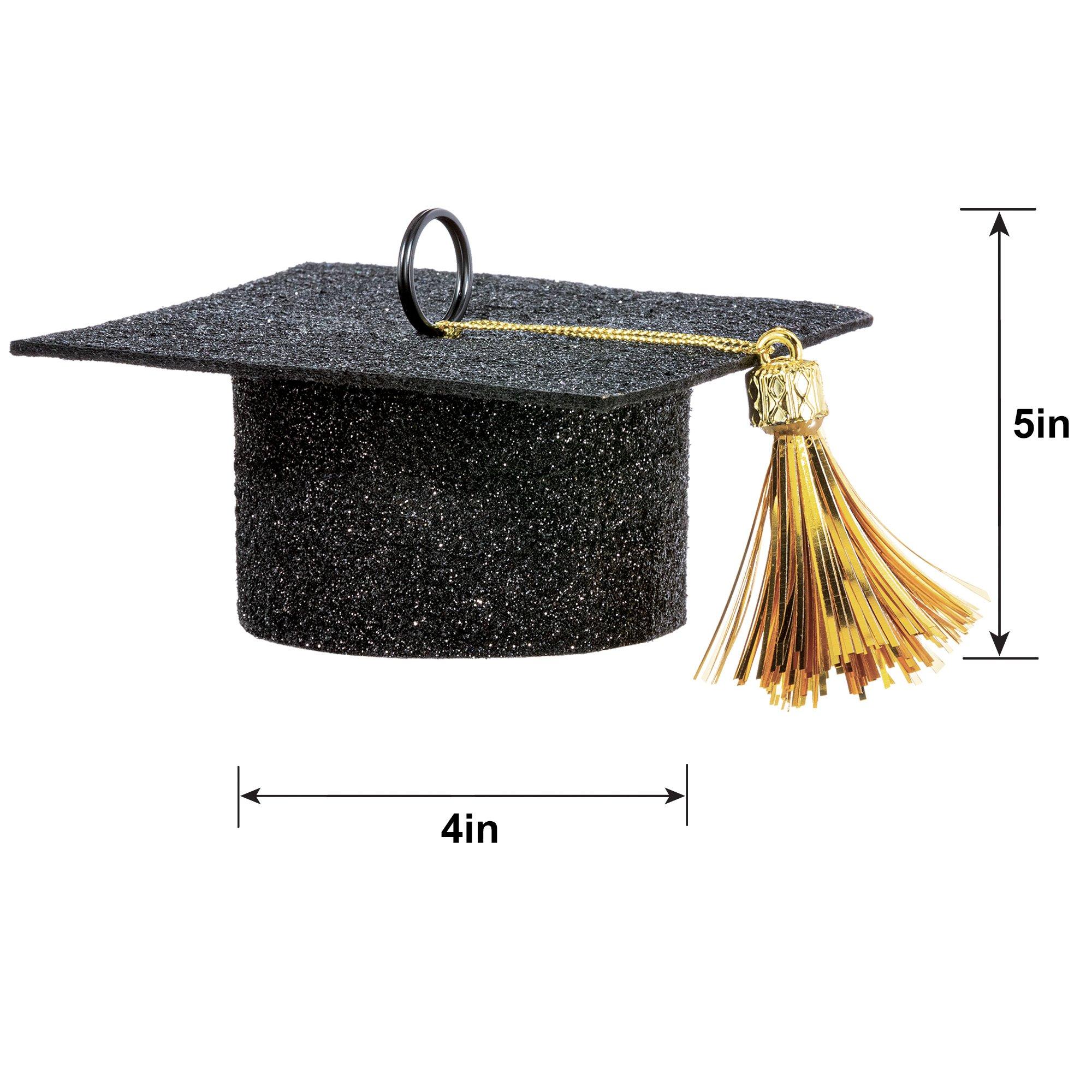 Black Glitter Graduation Cap Balloon Weight, 5.9oz