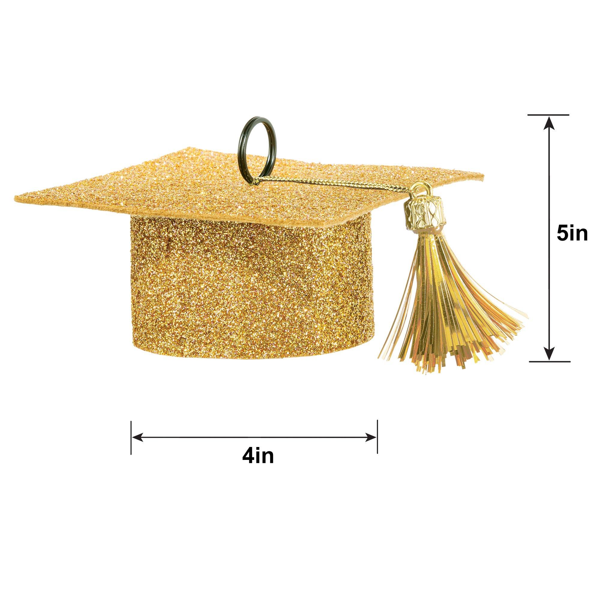 Gold Glitter Graduation Cap Balloon Weight, 5.9oz