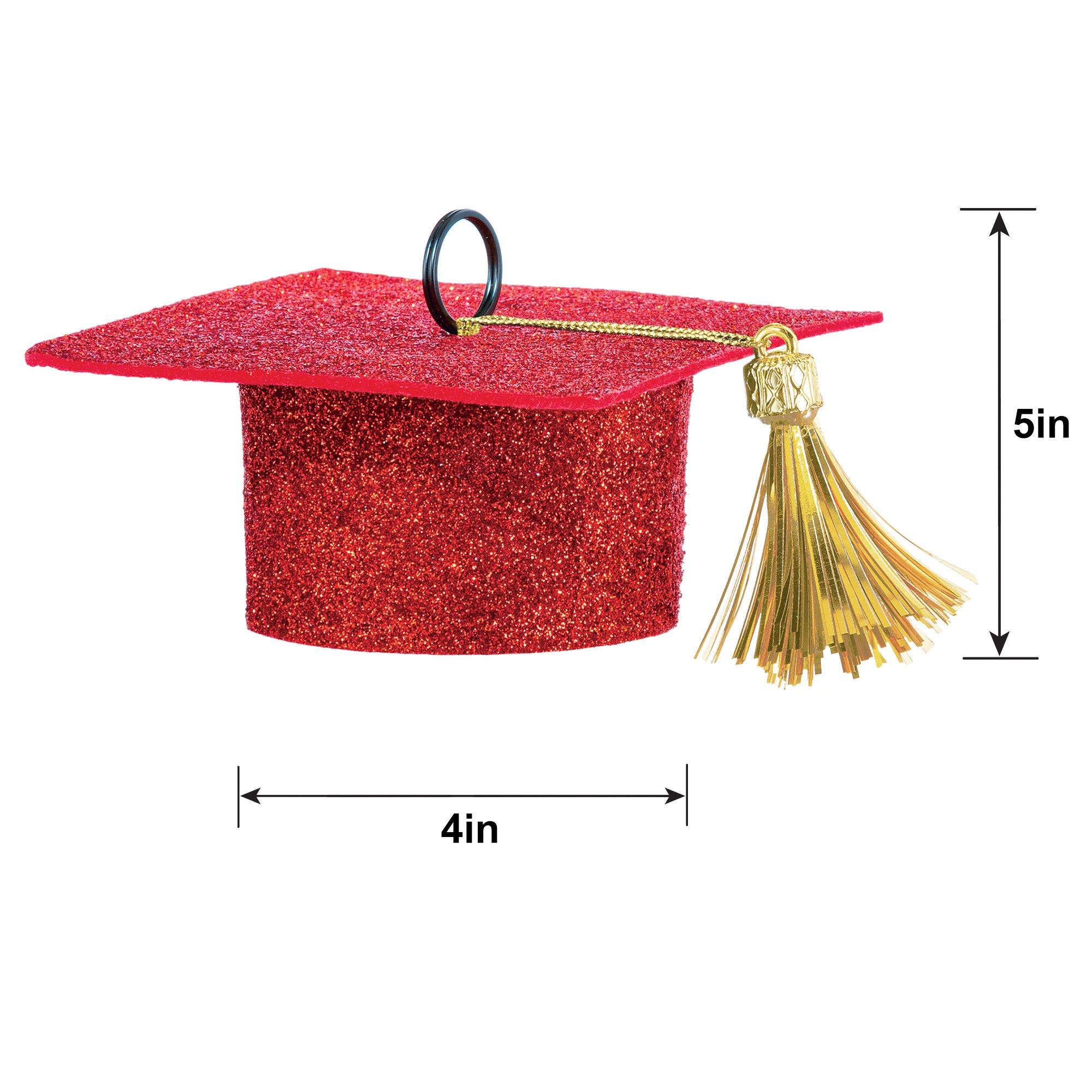 Red Glitter Graduation Cap Balloon Weight, 5.9oz