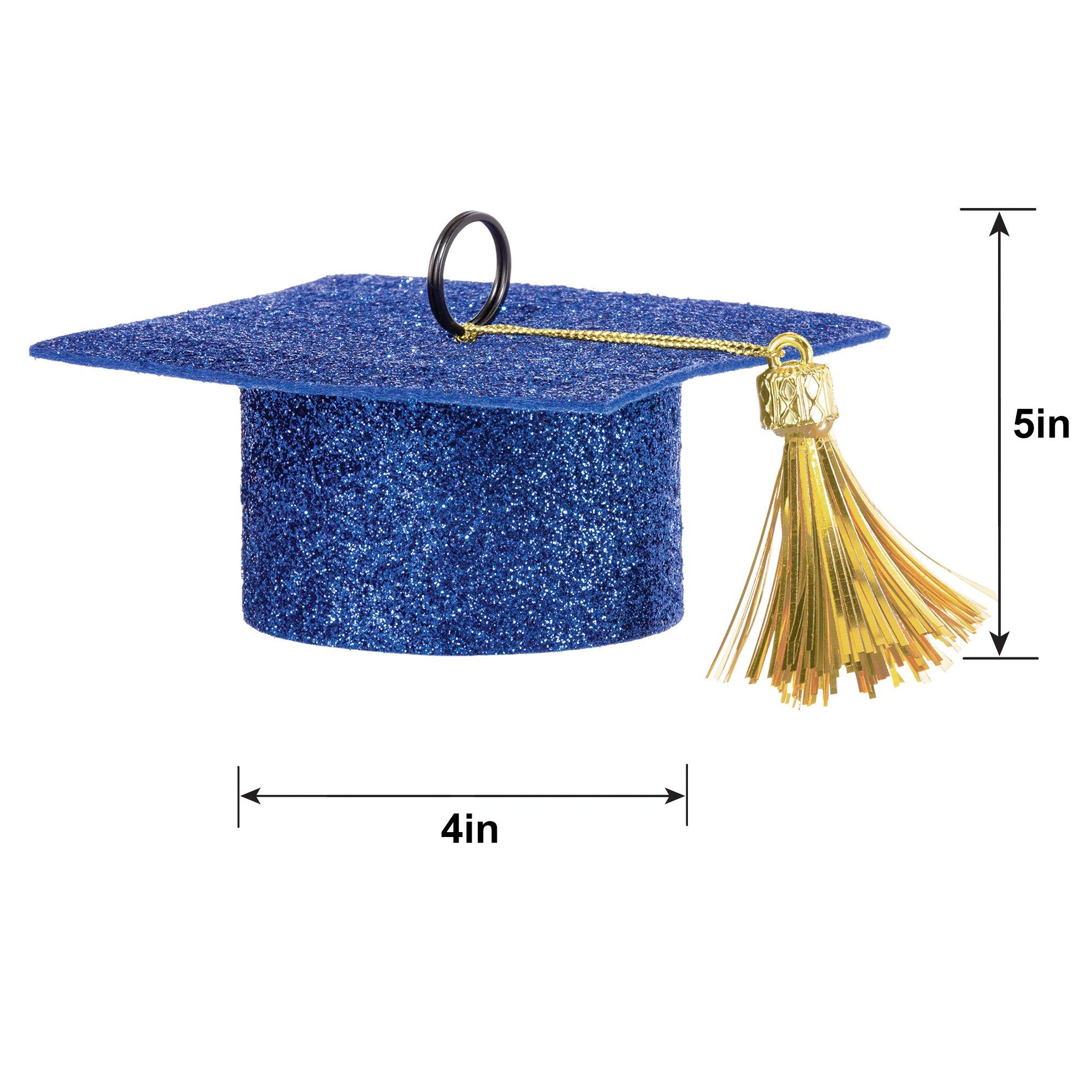 Blue Glitter Graduation Cap Balloon Weight, 5.9oz