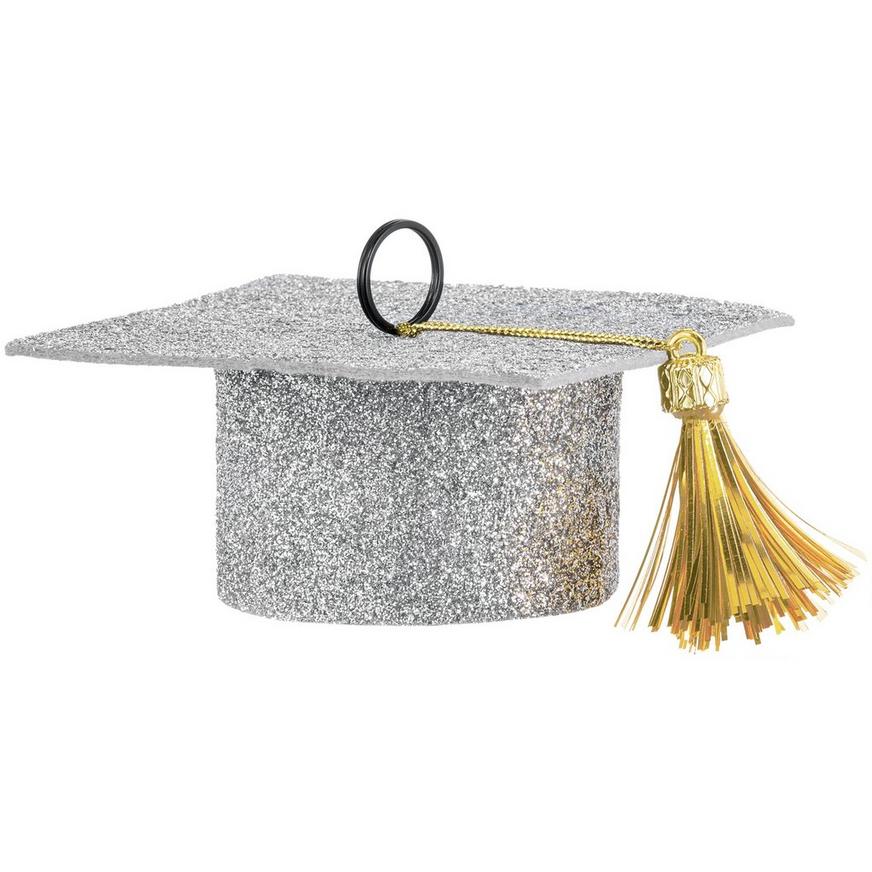 Silver Glitter Graduation Cap Balloon Weight, 5.9oz