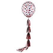 1ct, 24in, Confetti Latex Balloon with Tassel Tail - School Colors