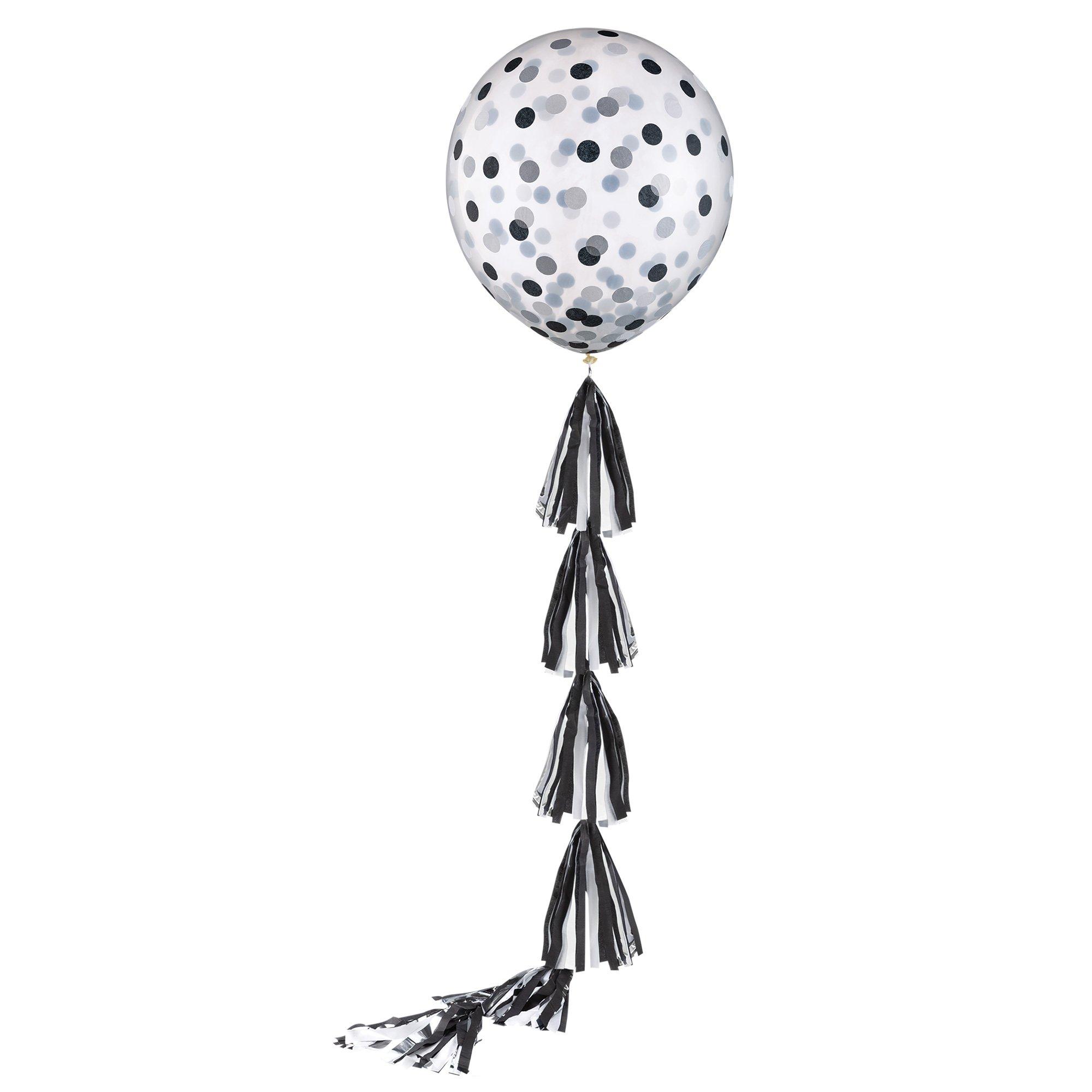 Jumbo Balloon & Tassel Tail - White & Gold