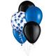 15ct, 11in, School Colors 3-Color Mix Latex Balloons - Blue, Black & Confetti
