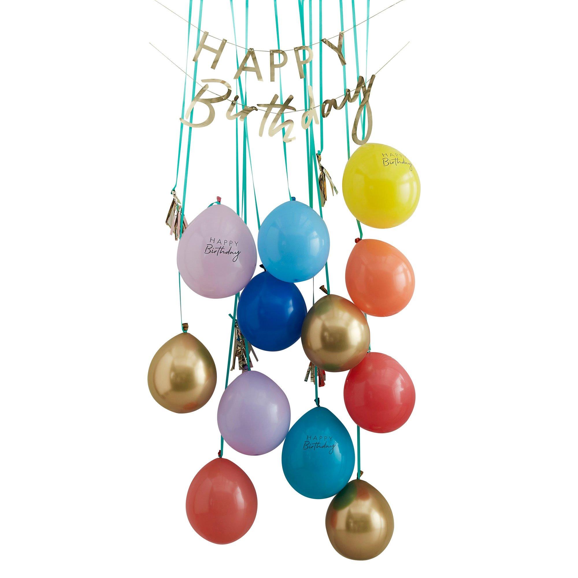 Ginger Ray Multicolor Happy Birthday Balloon Door Decorating Kit, 14pc