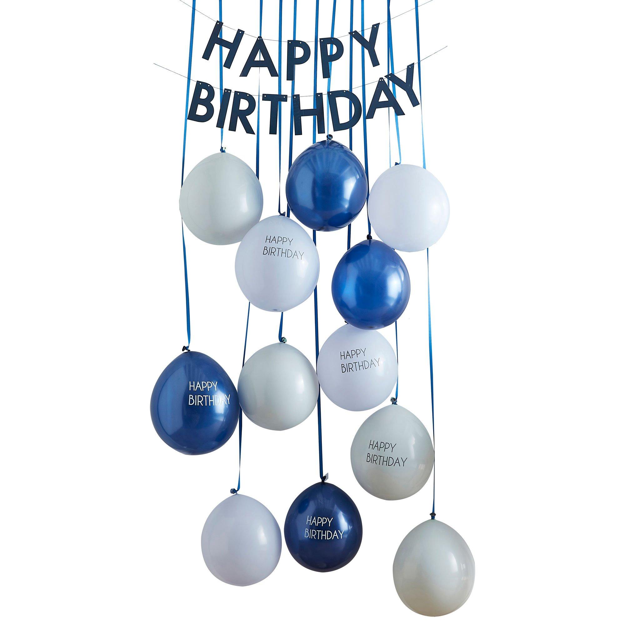 Ginger Ray Blue Happy Birthday Balloon Door Decorating Kit, 14pc