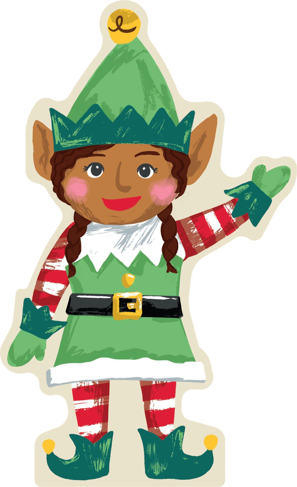 Waving Girl Elf Christmas Cardboard Cutout, 3ft Party City