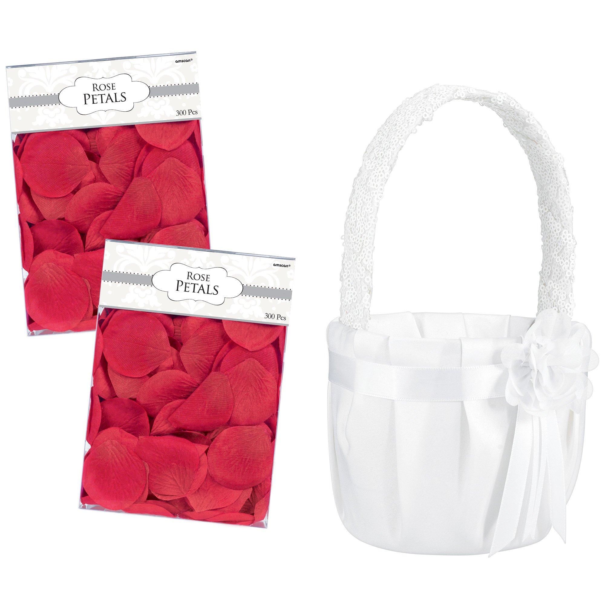 Red and white 2024 flower girl baskets