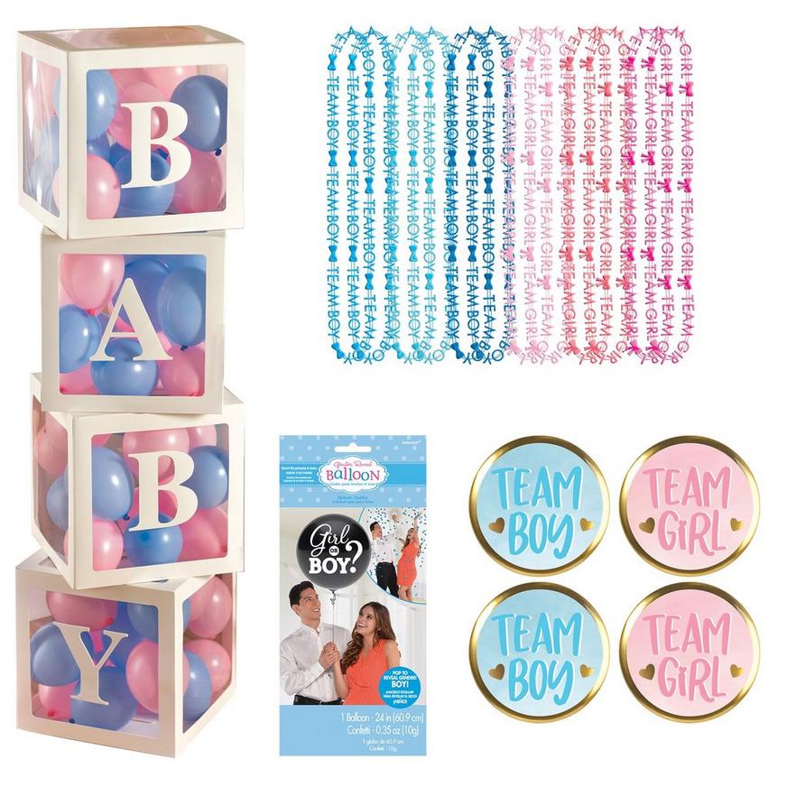 Boy Gender Reveal Decorations & Accessories Kit for 20 Guests