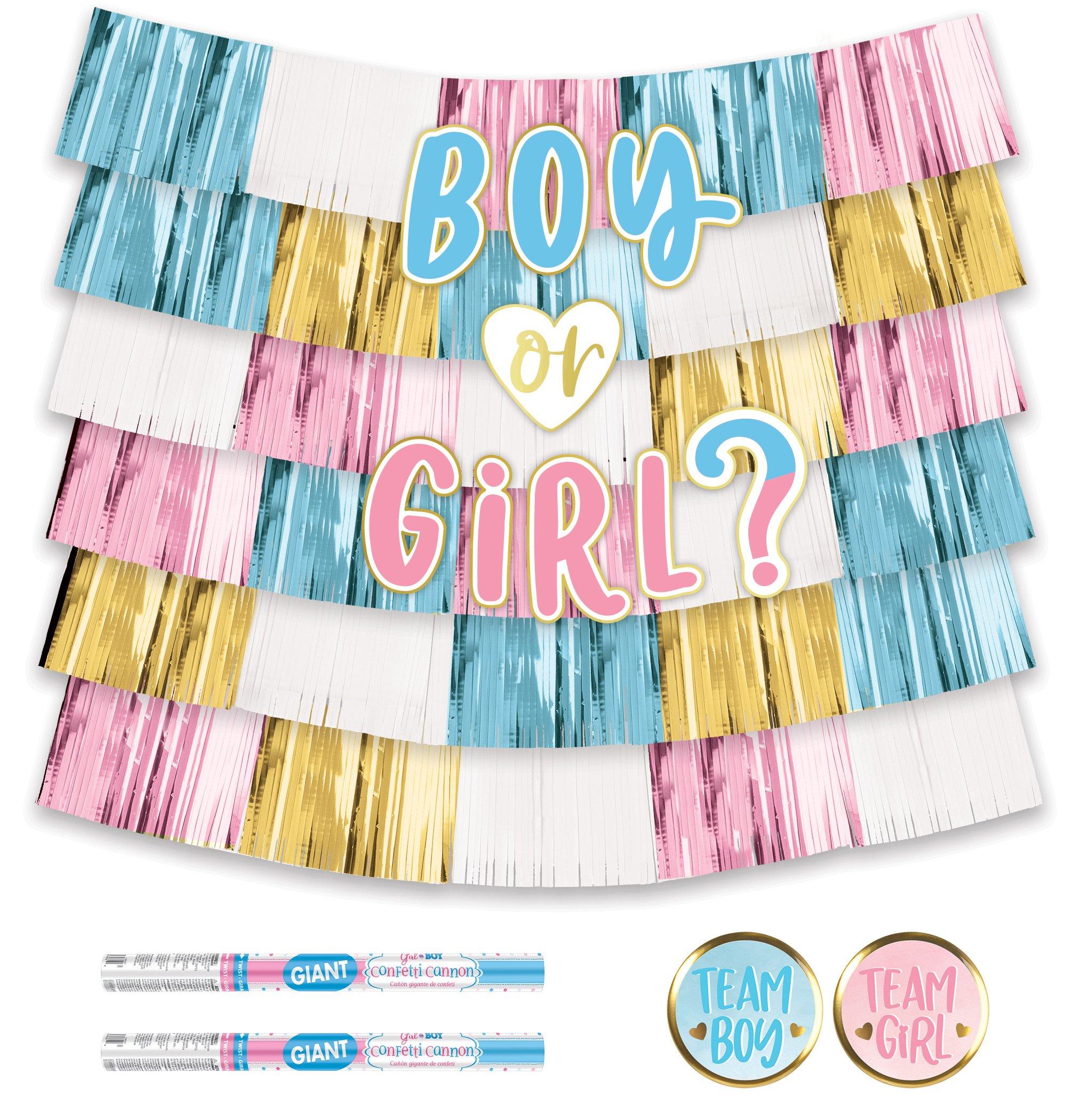 Gender Reveal Confetti Cannon & Backdrop Kit