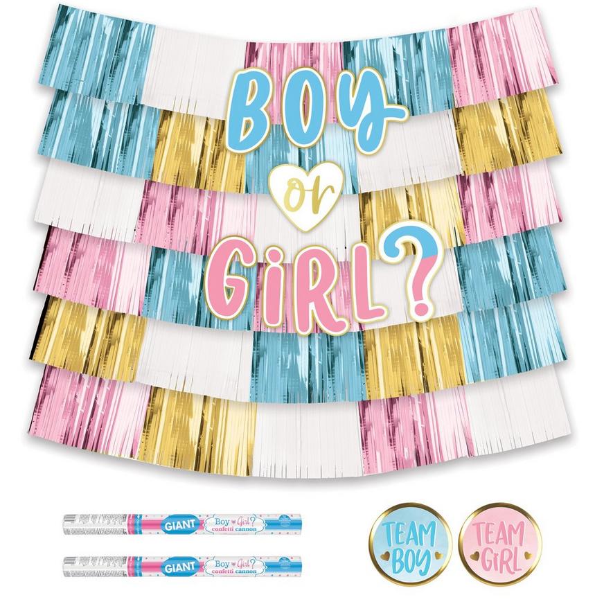 Boy Gender Reveal Confetti Cannon & Backdrop Kit