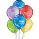 15ct, 11in, Primary Happy Birthday Latex Balloons