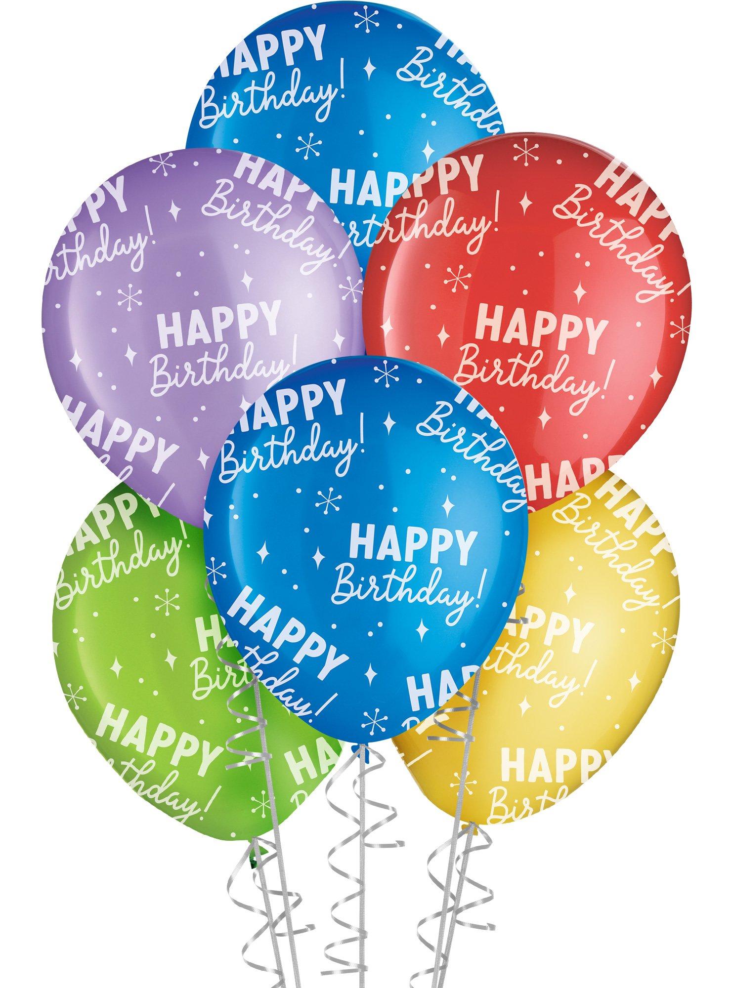 15ct, 11in, Primary Happy Birthday Latex Balloon