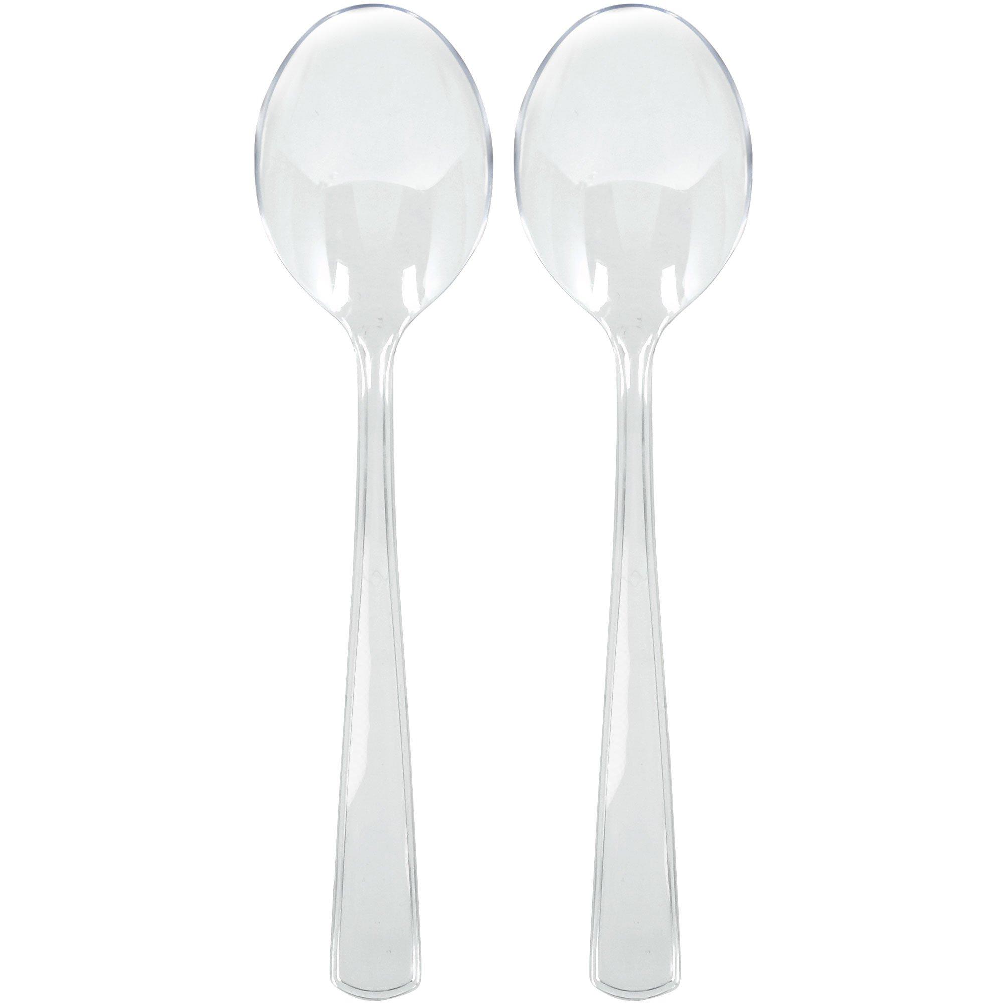 Clear Plastic Serving Spoons, 9.5in, 2ct