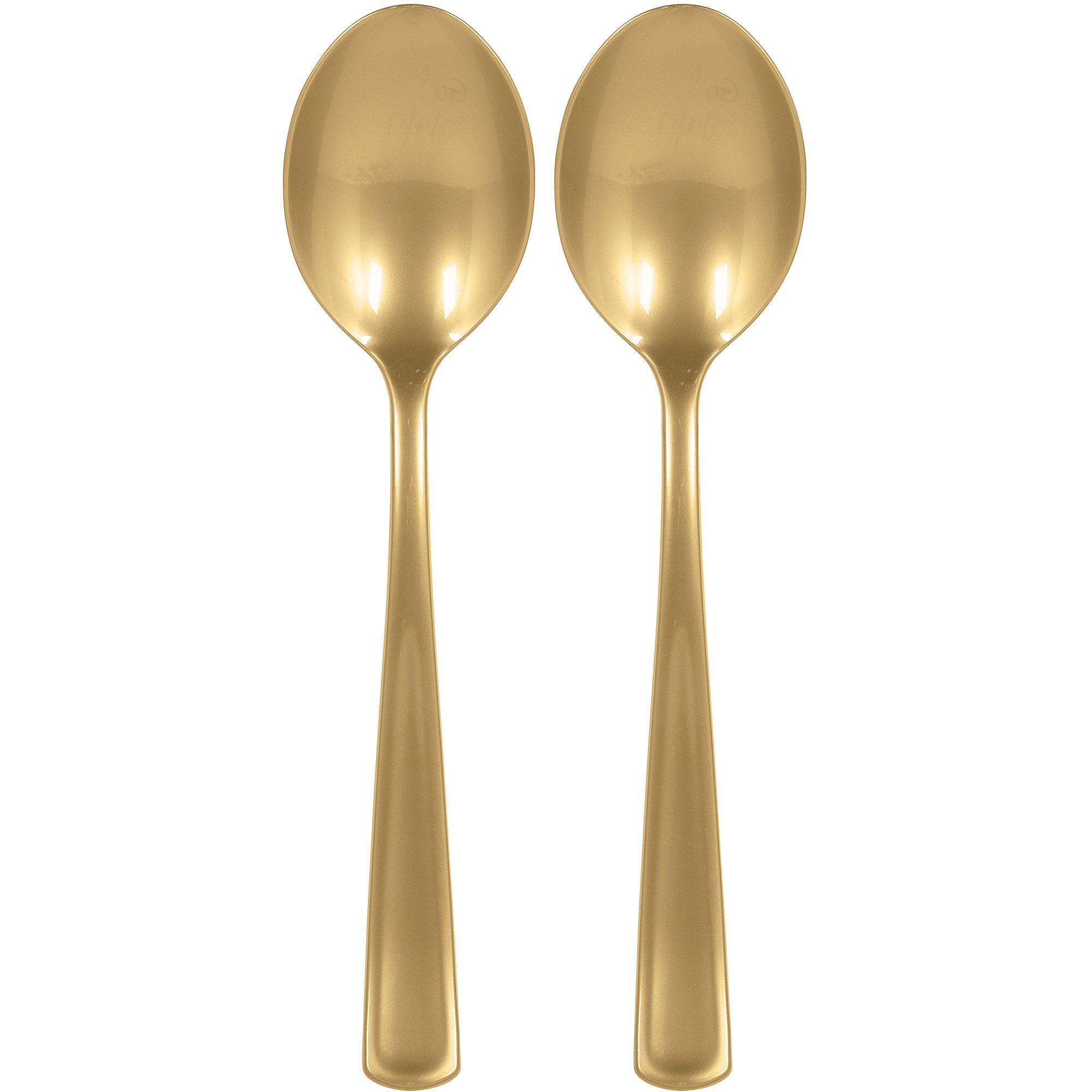 Gold Plastic Serving Spoons, 9.5in, 2ct Party City