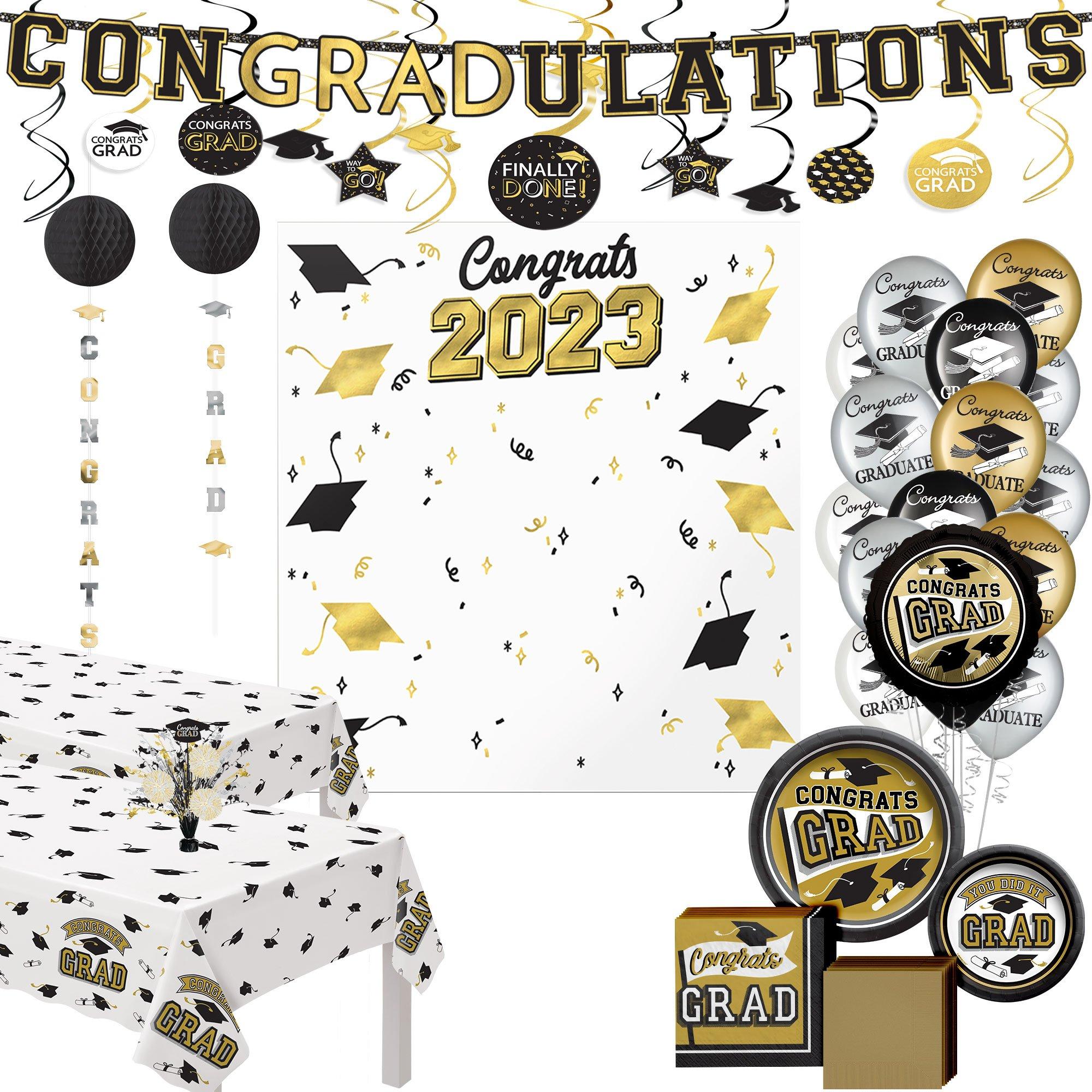 Gold Congrats Graduation Party Kit for 40 Guests | Party City