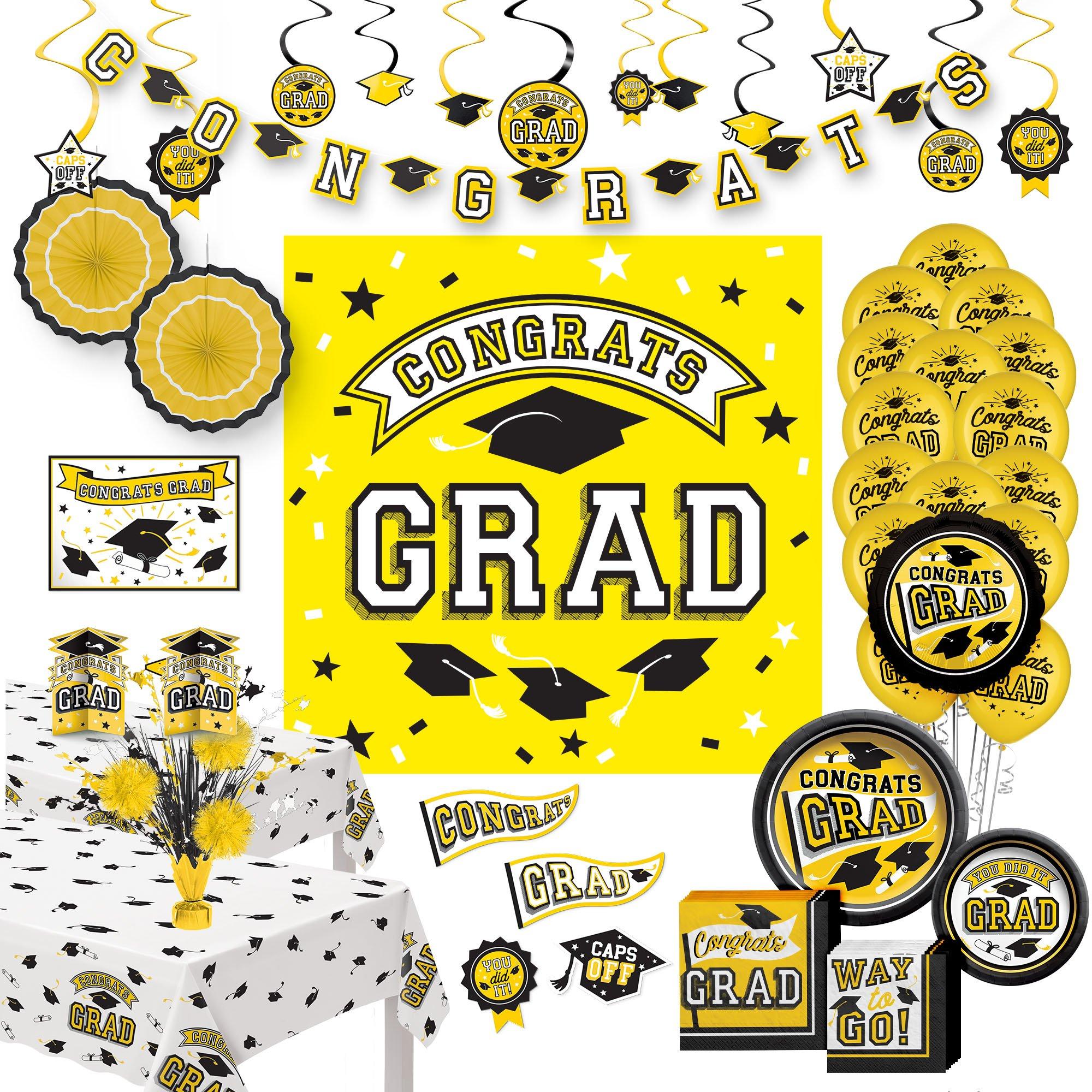 Yellow Congrats Graduation Party Kit for 40 Guests | Party City