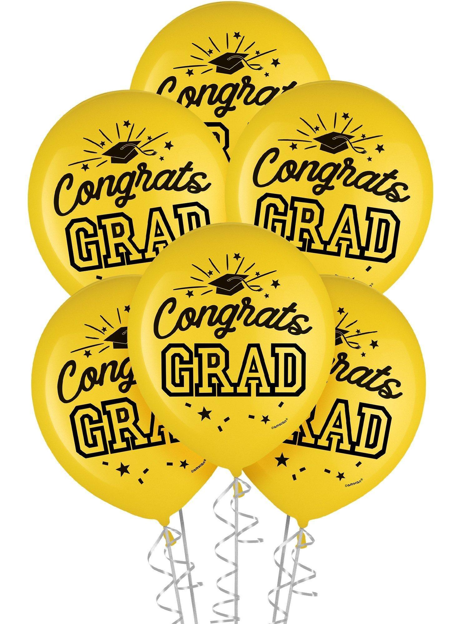 Graduation Party Supplies Kit for 60 with Decorations, Banners, Balloons, Plates, Napkins - Yellow Congrats Grad