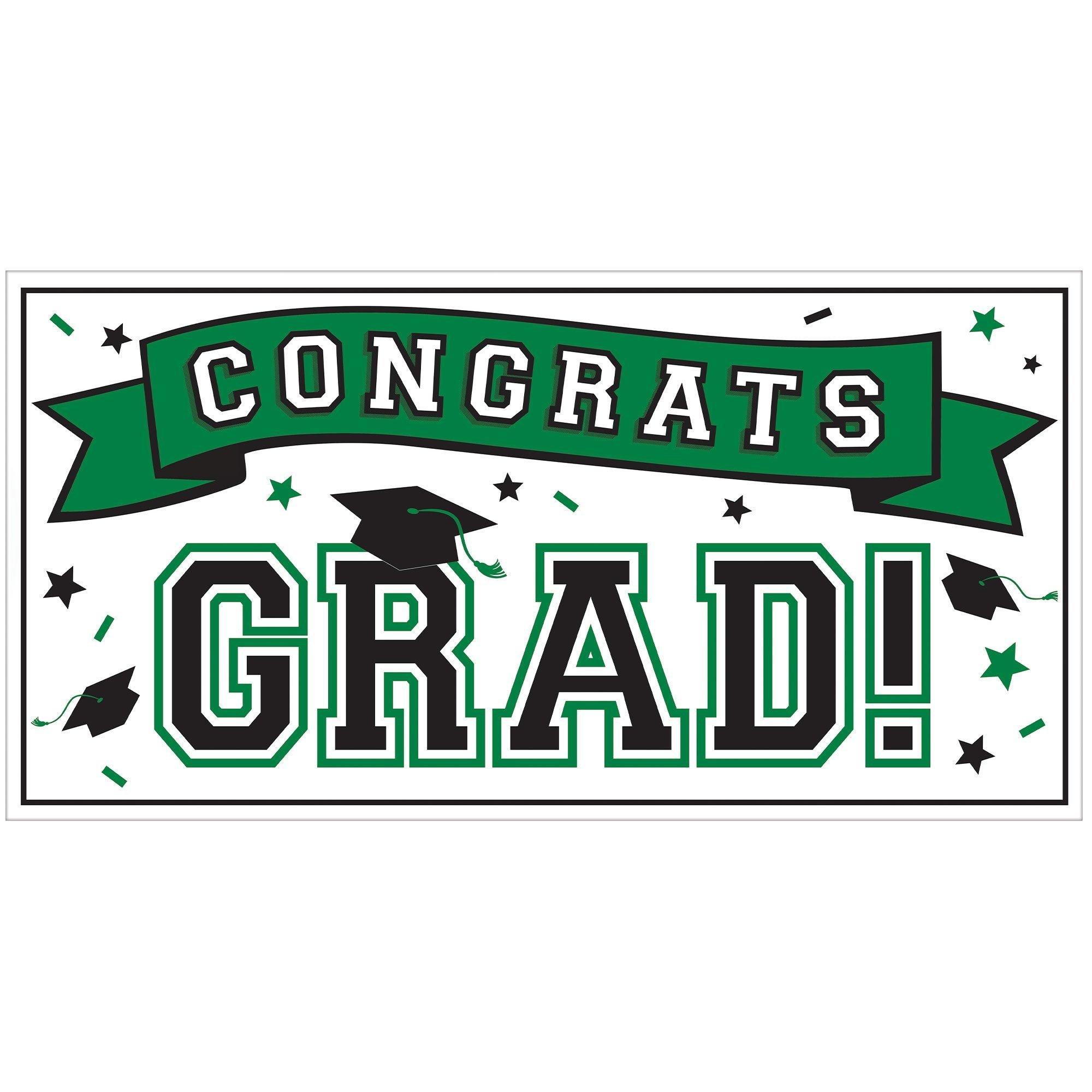 Graduation Party Supplies Kit for 80 with Decorations, Banners, Balloons, Plates, Napkins - Green Congrats Grad