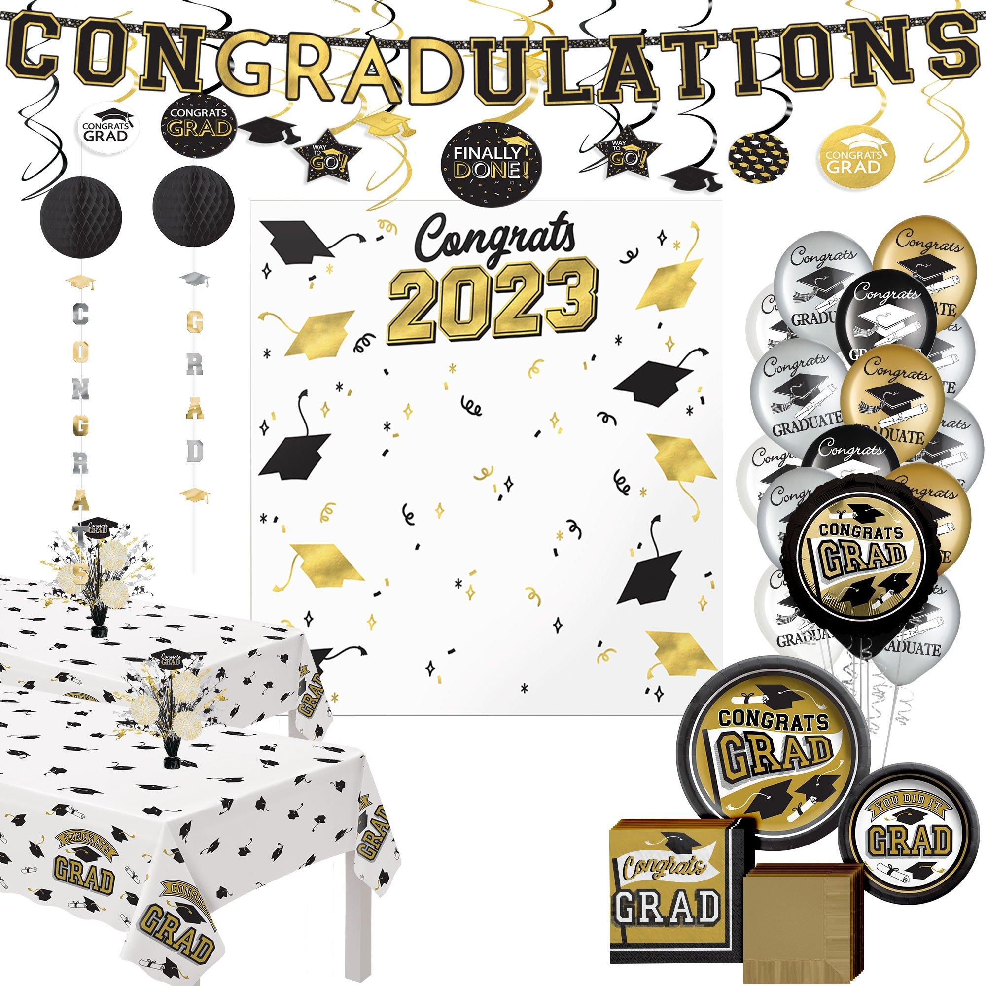 Gold Congrats Graduation Party Kit for 80 Guests | Party City