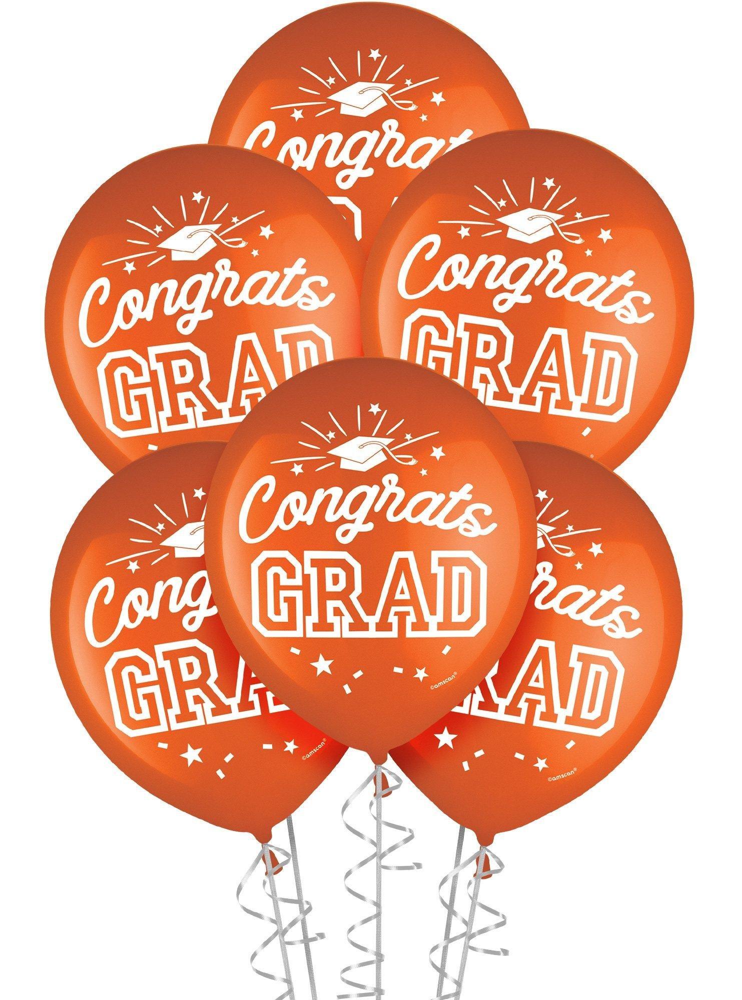 Graduation Party Supplies Kit for 80 with Decorations, Banners, Balloons, Plates, Napkins - Orange Congrats Grad