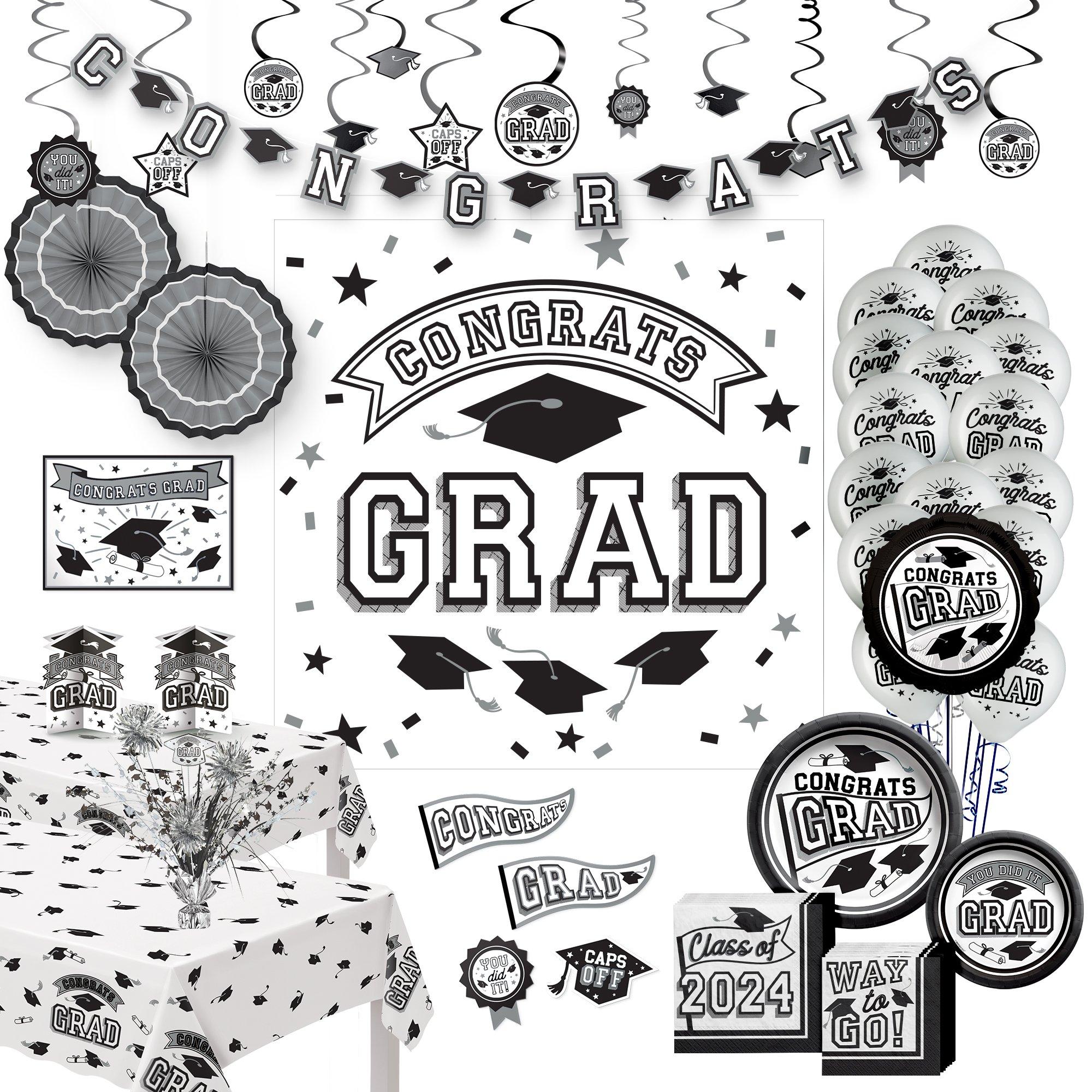 White Congrats Graduation Party Kit for 80 Guests Party City