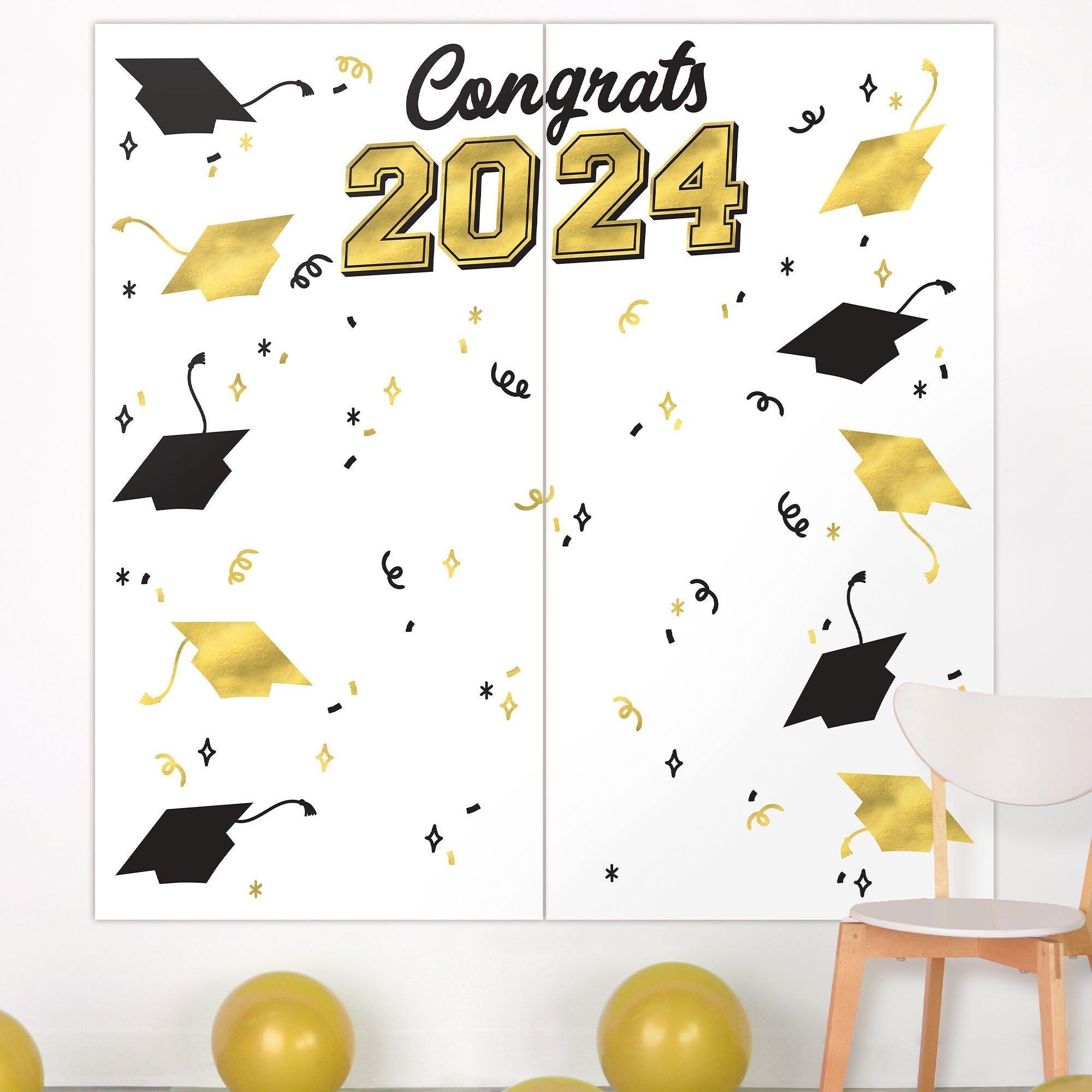 Graduation Party Supplies Kit for 80 with Decorations, Banners, Balloons, Plates, Napkins - White Congrats Grad