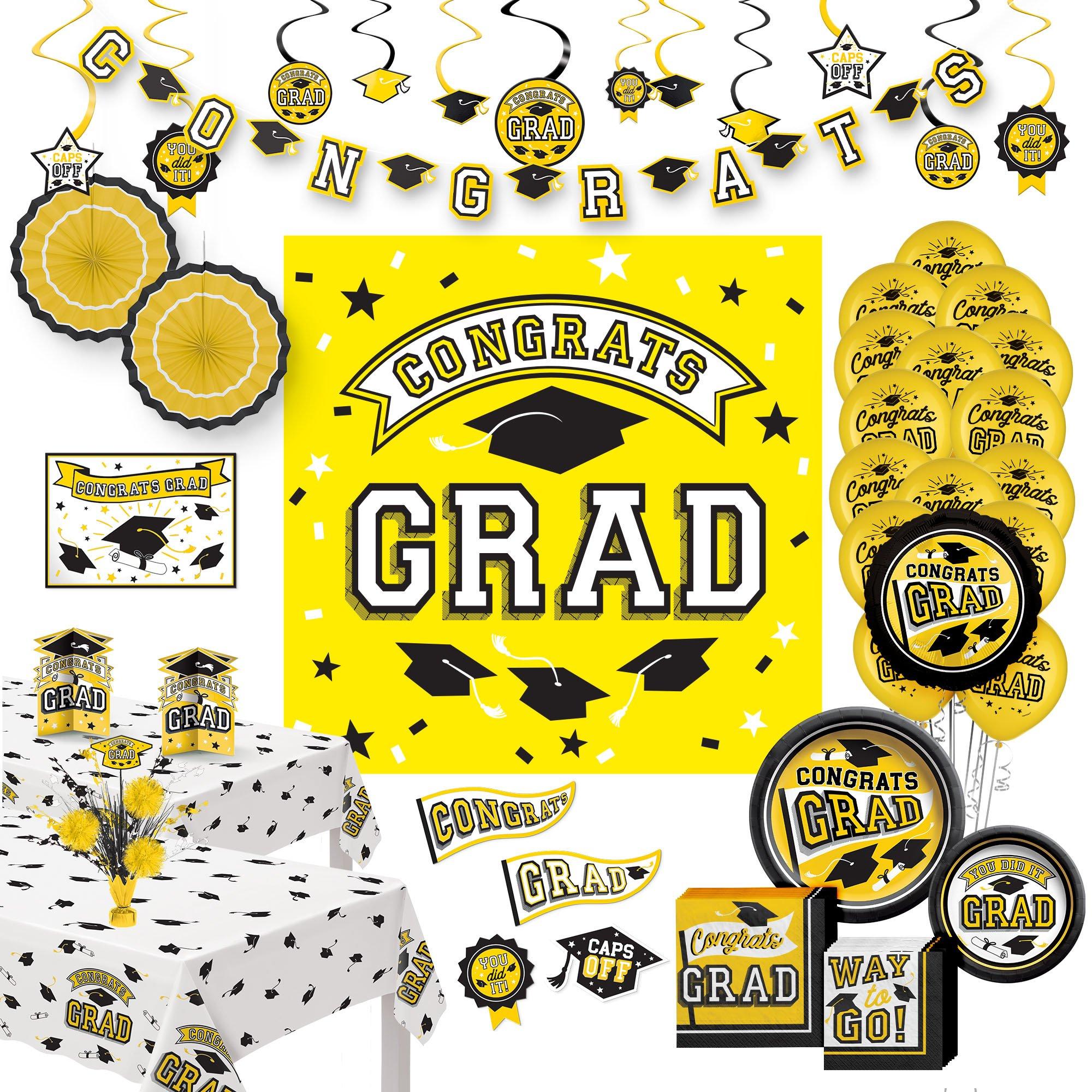 Yellow Congrats Graduation Party Kit for 80 Guests | Party City